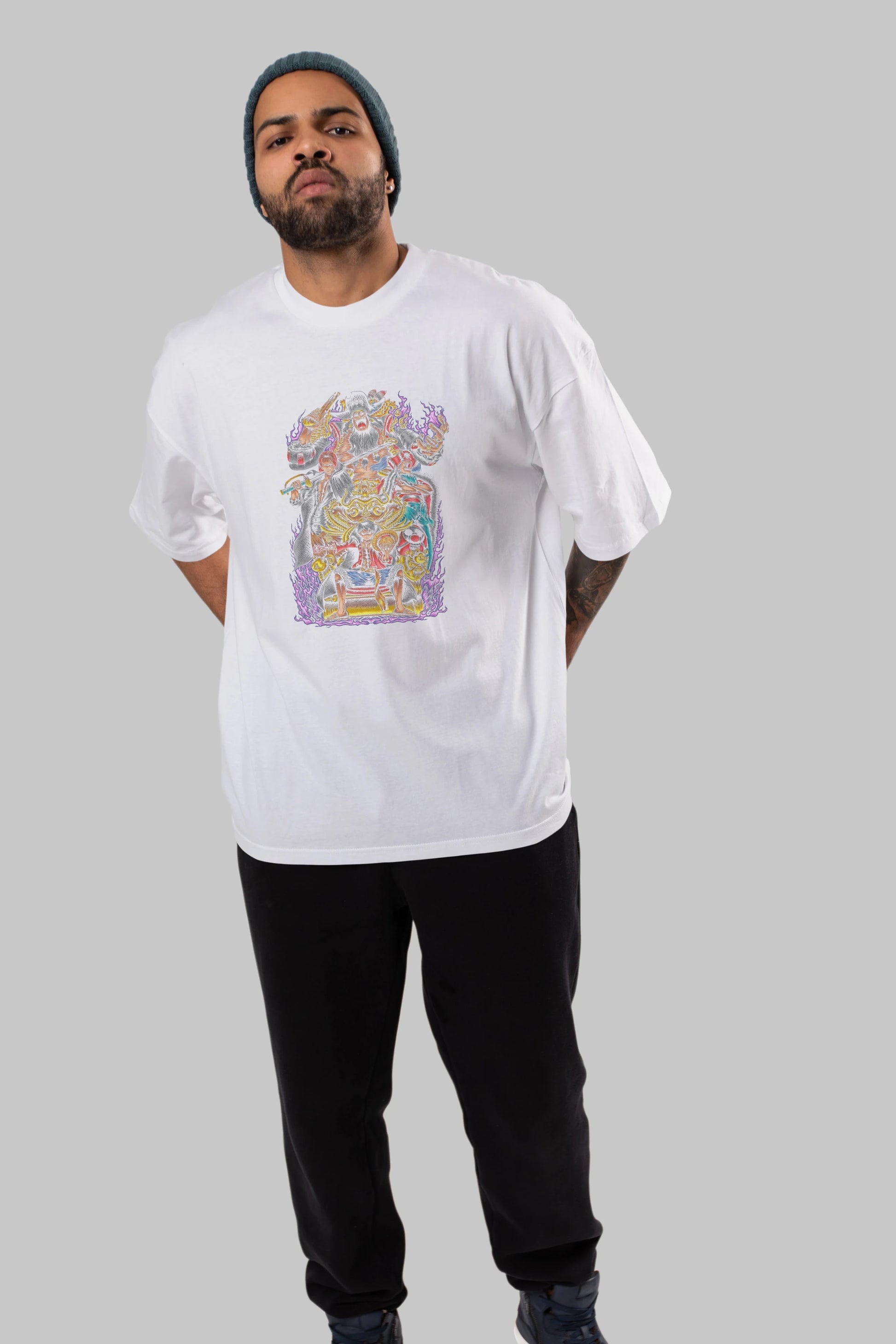 ONE PIECE (8) Anime Ön Baskılı Oversize t-shirt %100 pamuk Erkek Kadın Unisex