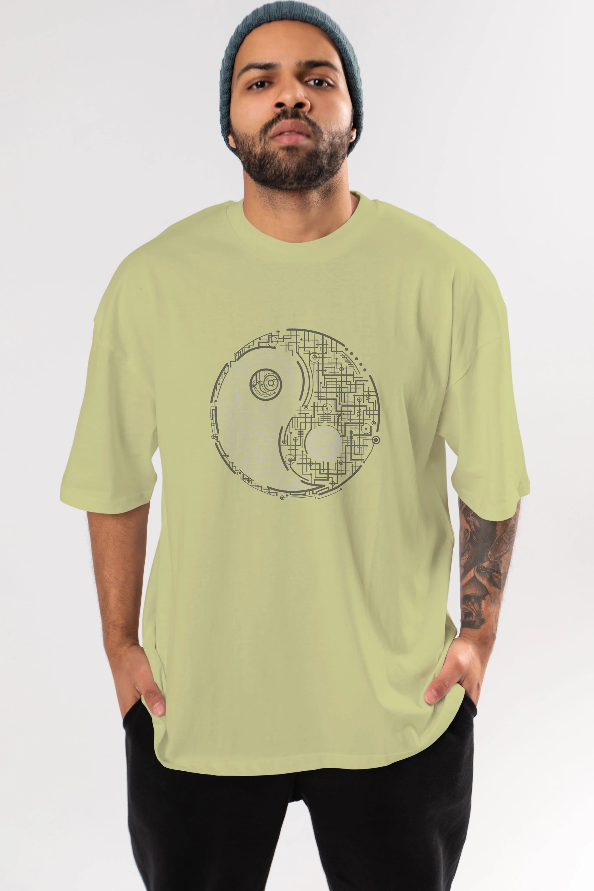 Electric Balance Ön Baskılı Oversize t-shirt %100 pamuk Erkek Kadın Unisex