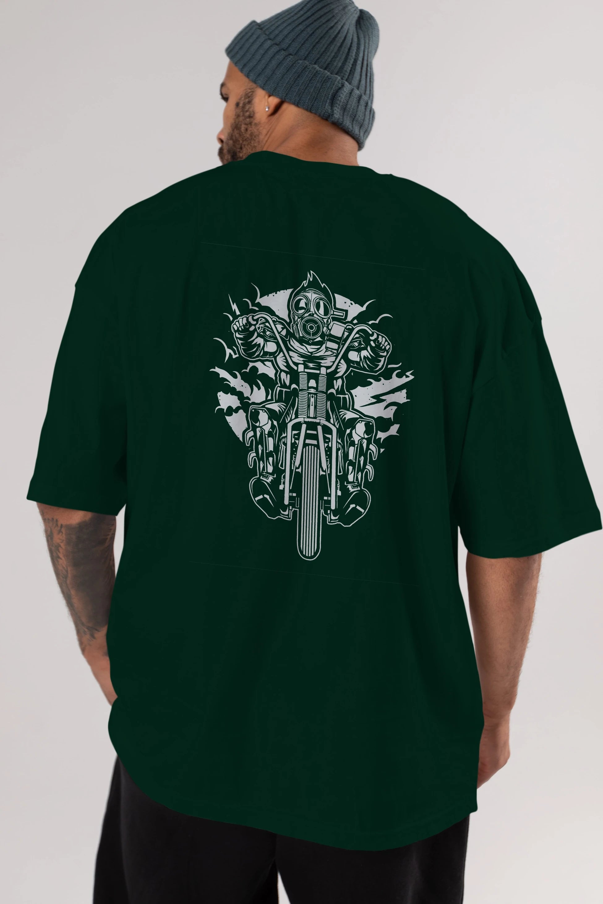 Gasmask Chopper Arka Baskılı Oversize t-shirt Erkek Kadın Unisex %100 Pamuk