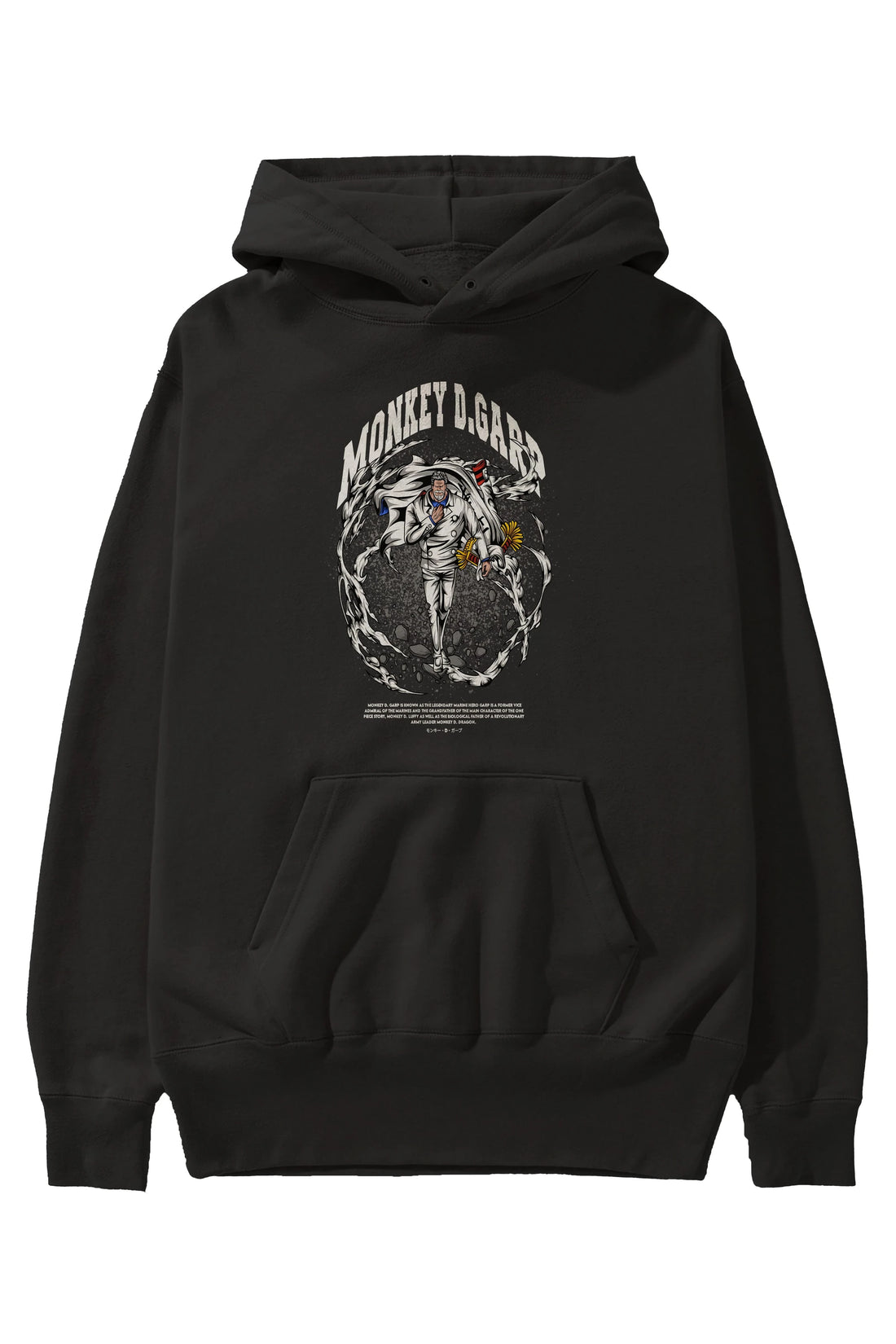 Monkey D. Garp Anime Ön Baskılı Hoodie Oversize Kapüşonlu Sweatshirt Erkek Kadın Unisex