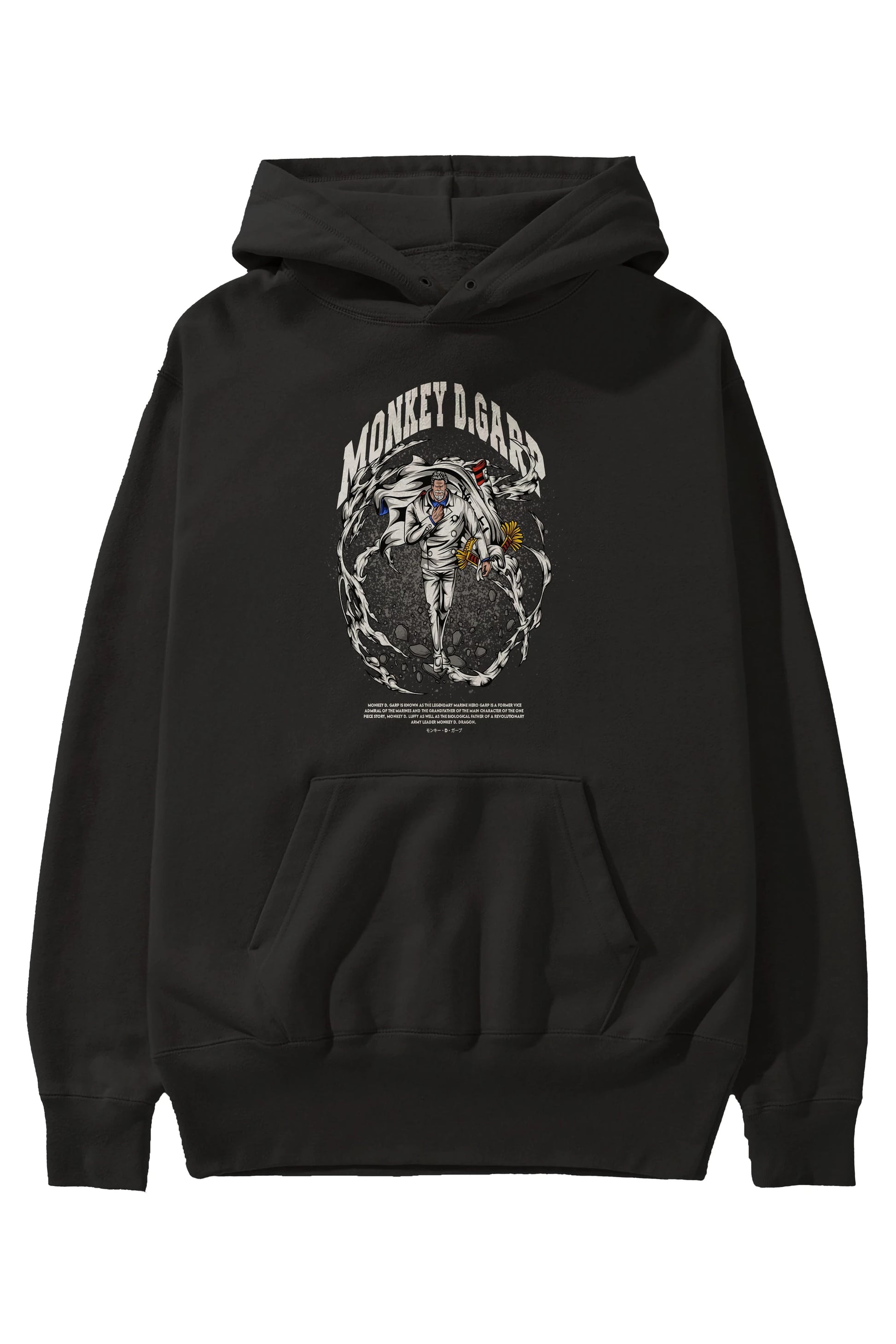 Monkey D. Garp Anime Ön Baskılı Hoodie Oversize Kapüşonlu Sweatshirt Erkek Kadın Unisex