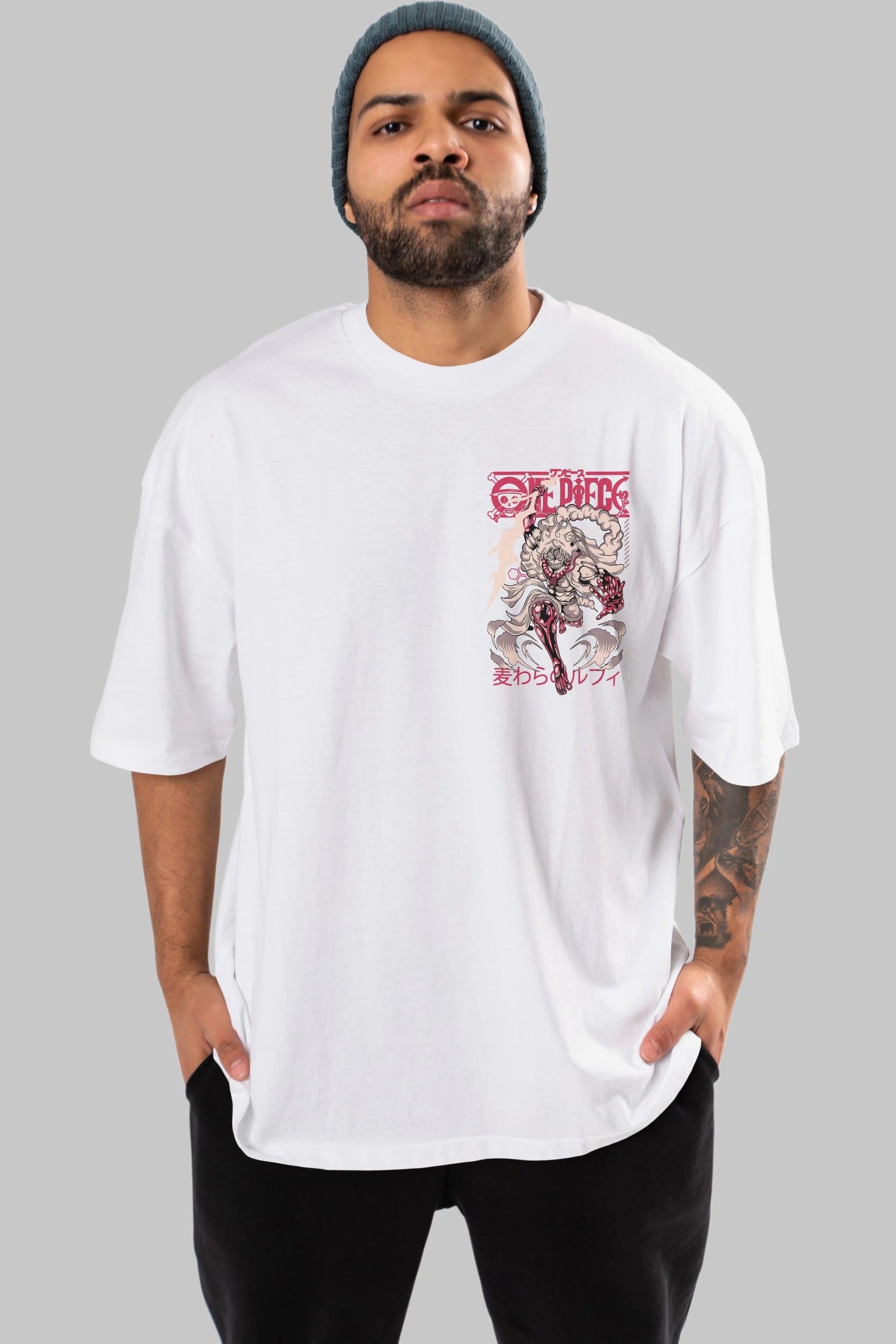 MONKEY D. LUFF-ONE PIECE 1 Ön Sol Baskılı Oversize t-shirt Erkek Kadın Unisex %100 Pamuk Bisiklet Yaka tişort