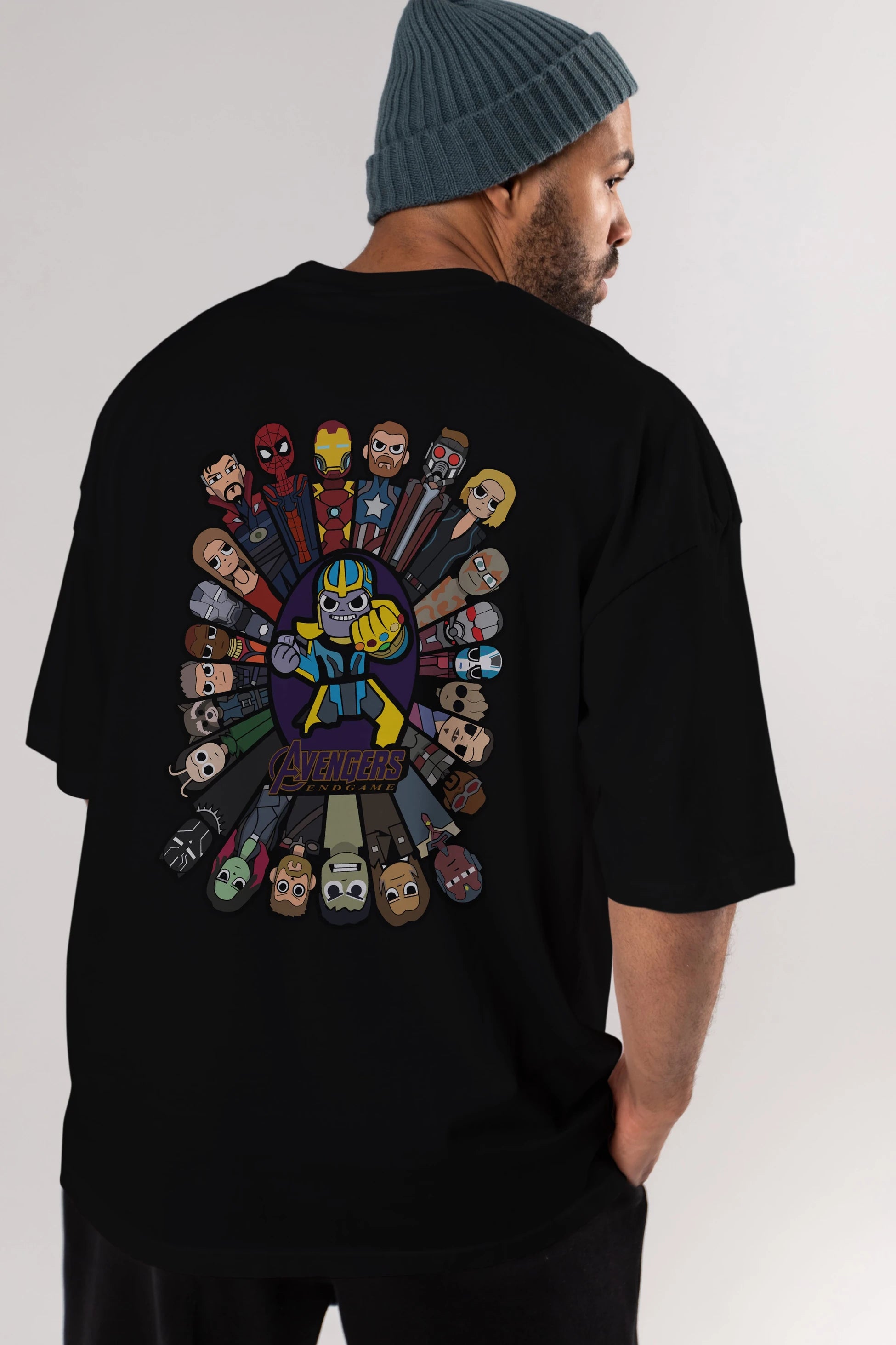 The Avengers (2) Arka Baskılı Oversize t-shirt Erkek Kadın Unisex %100 Pamuk Bisiklet Yaka tişort