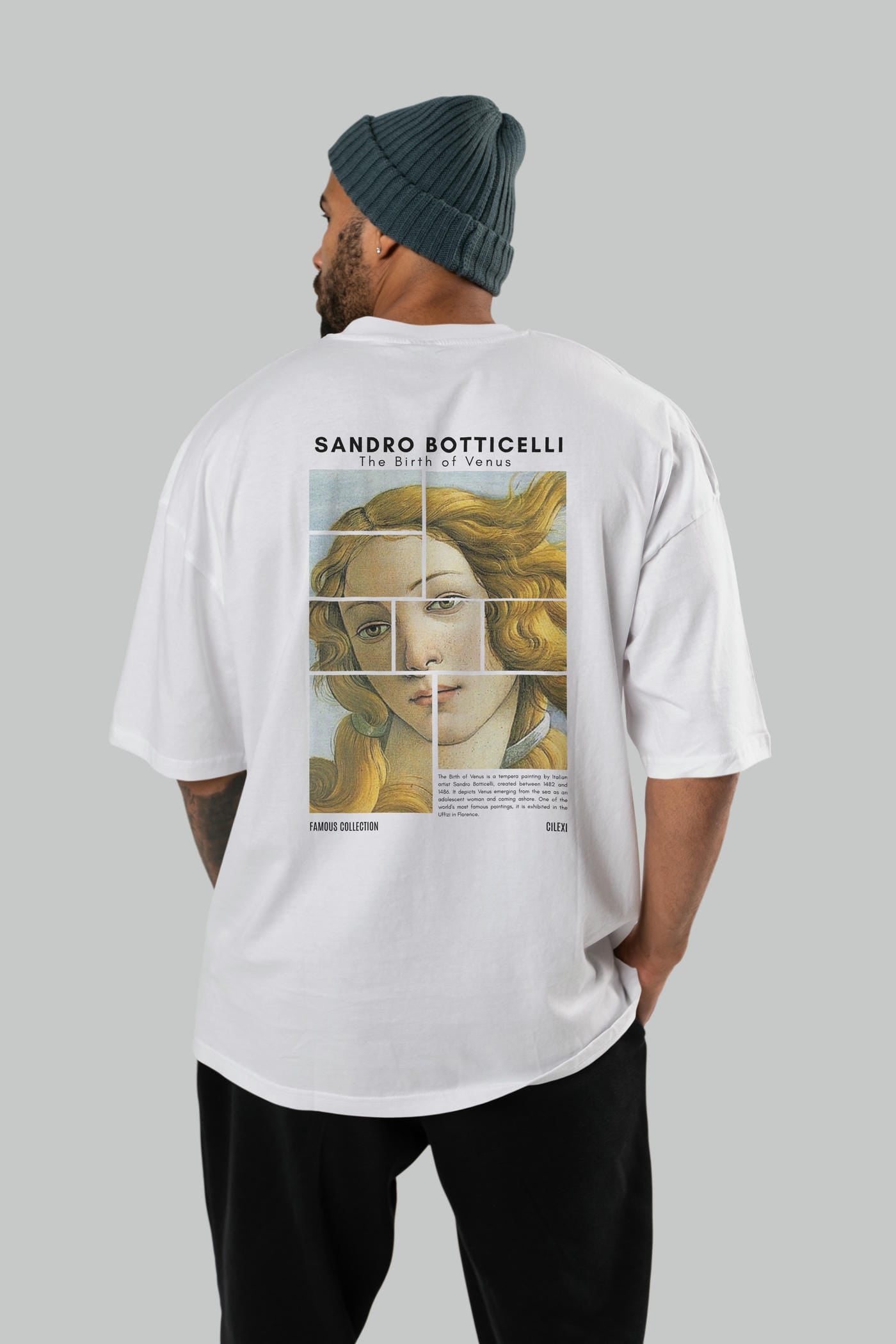 Sandro Botticelli Arka Baskılı Oversize t-shirt Erkek Kadın Bisiklet Yaka Pamuk tişort