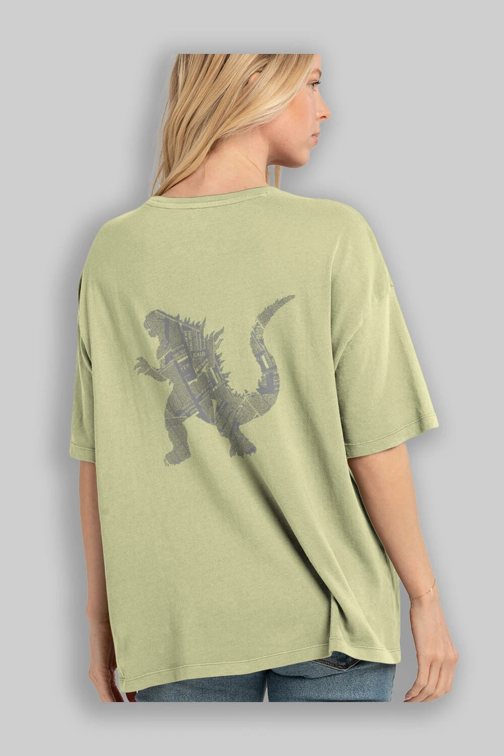 Kaiju Arka Baskılı Oversize t-shirt %100 pamuk Erkek Kadın Unisex
