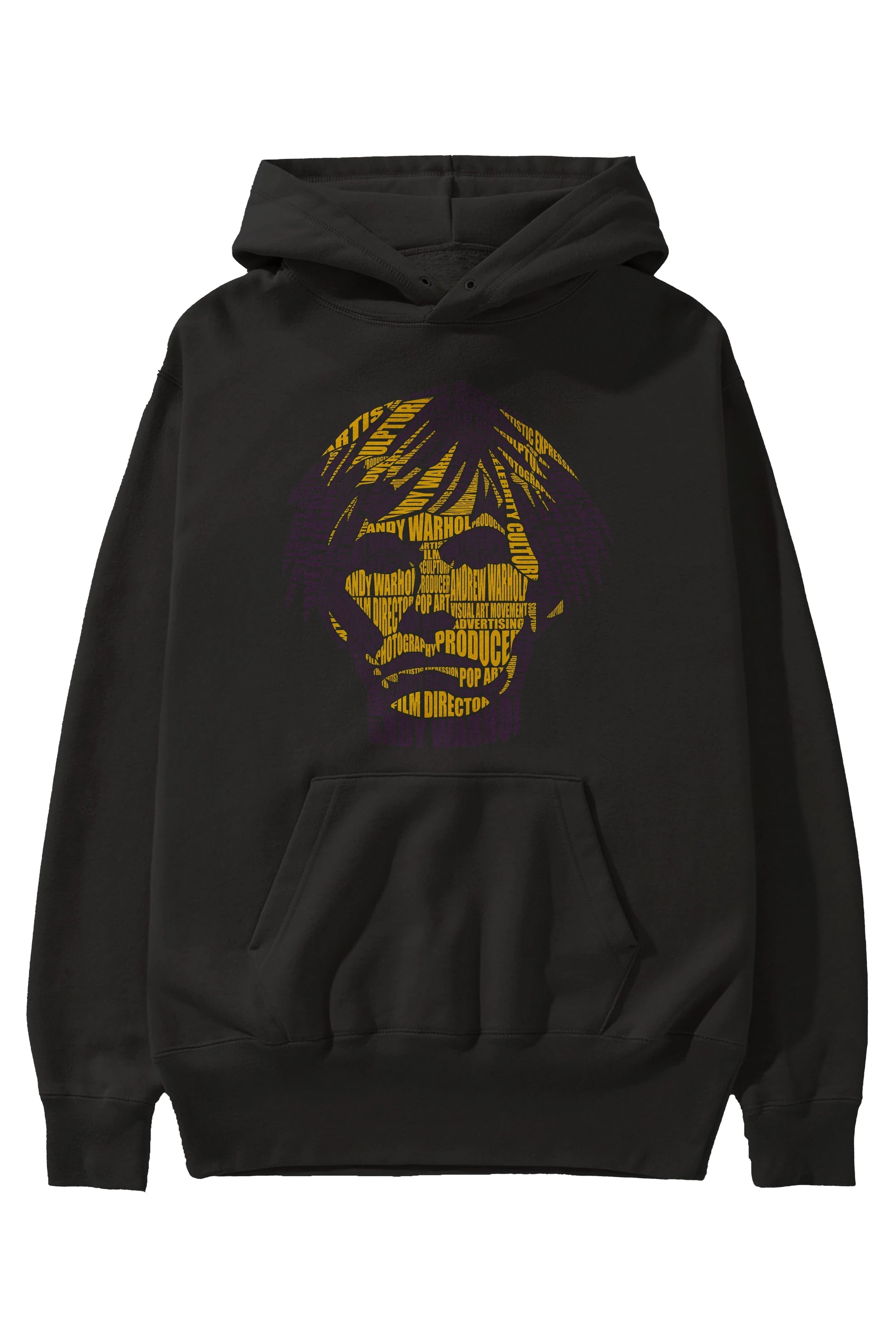 Andy Warhol Calligram Ön Baskılı Hoodie Oversize Kapüşonlu Sweatshirt Erkek Kadın Unisex