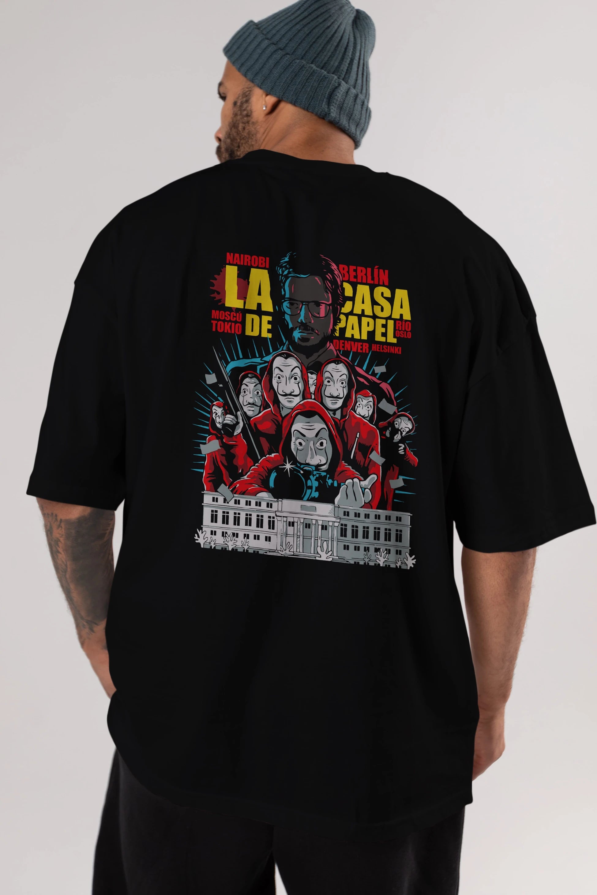 La Casa De Papel (6) Arka Baskılı Oversize t-shirt Erkek Kadın Unisex %100 Pamuk Bisiklet Yaka tişort
