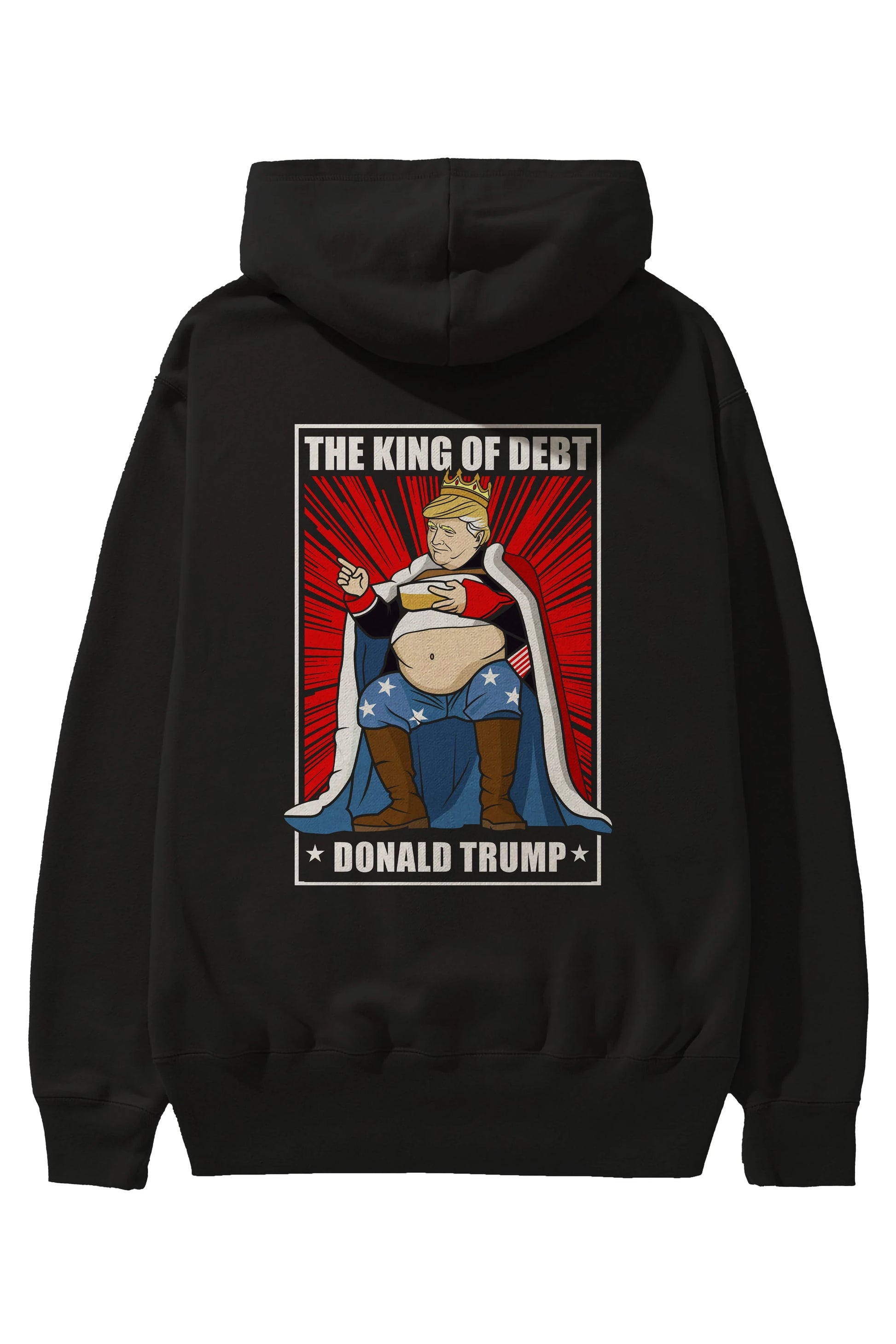 Trump King Arka Baskılı Hoodie Oversize Kapüşonlu Sweatshirt Erkek Kadın Unisex