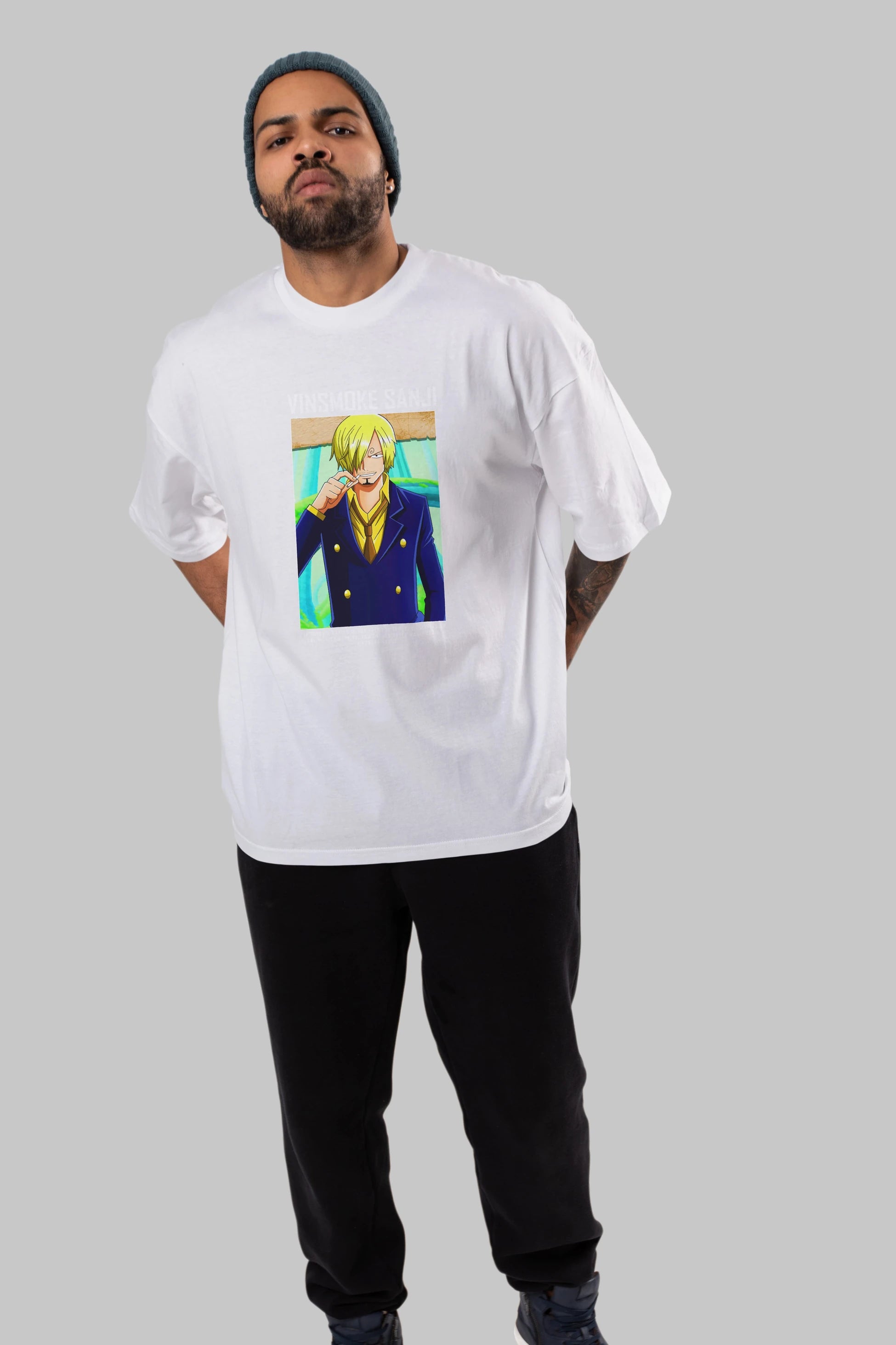 Sanji 2 Anime Ön Baskılı Oversize t-shirt Erkek Kadın Unisex