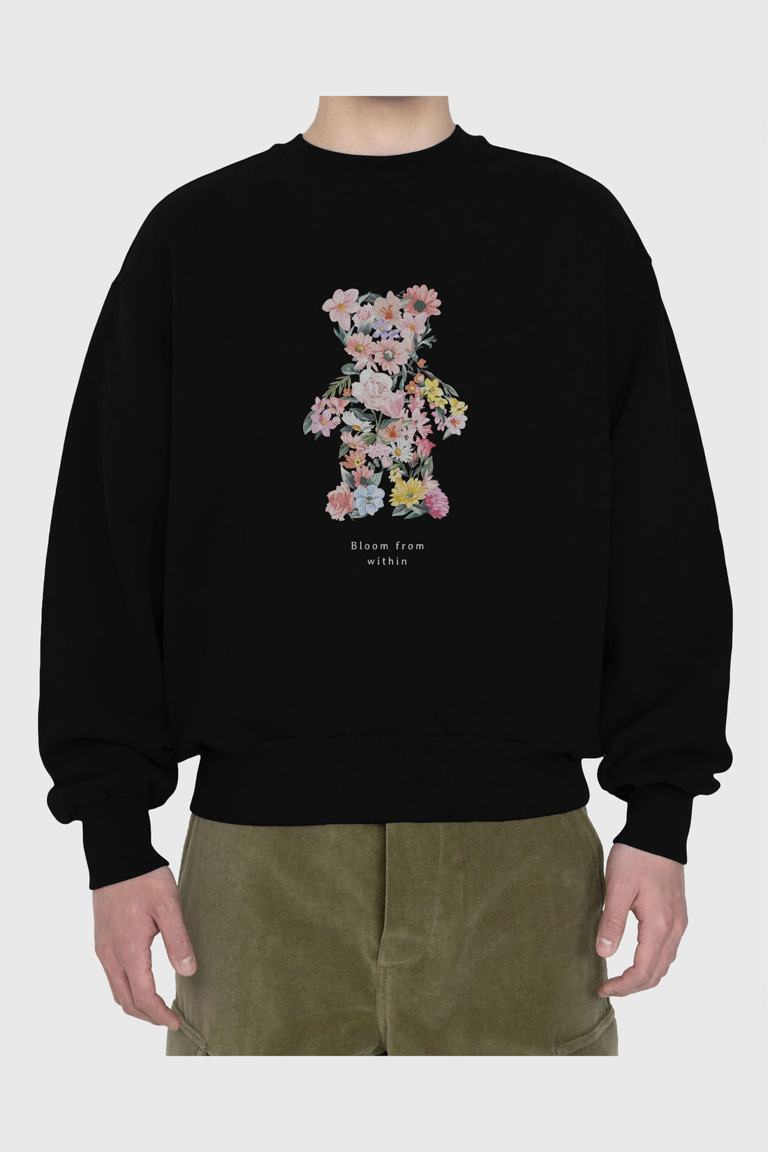 Bloom from Bear Ön Baskılı Oversize Sweatshirt Erkek Kadın Unisex