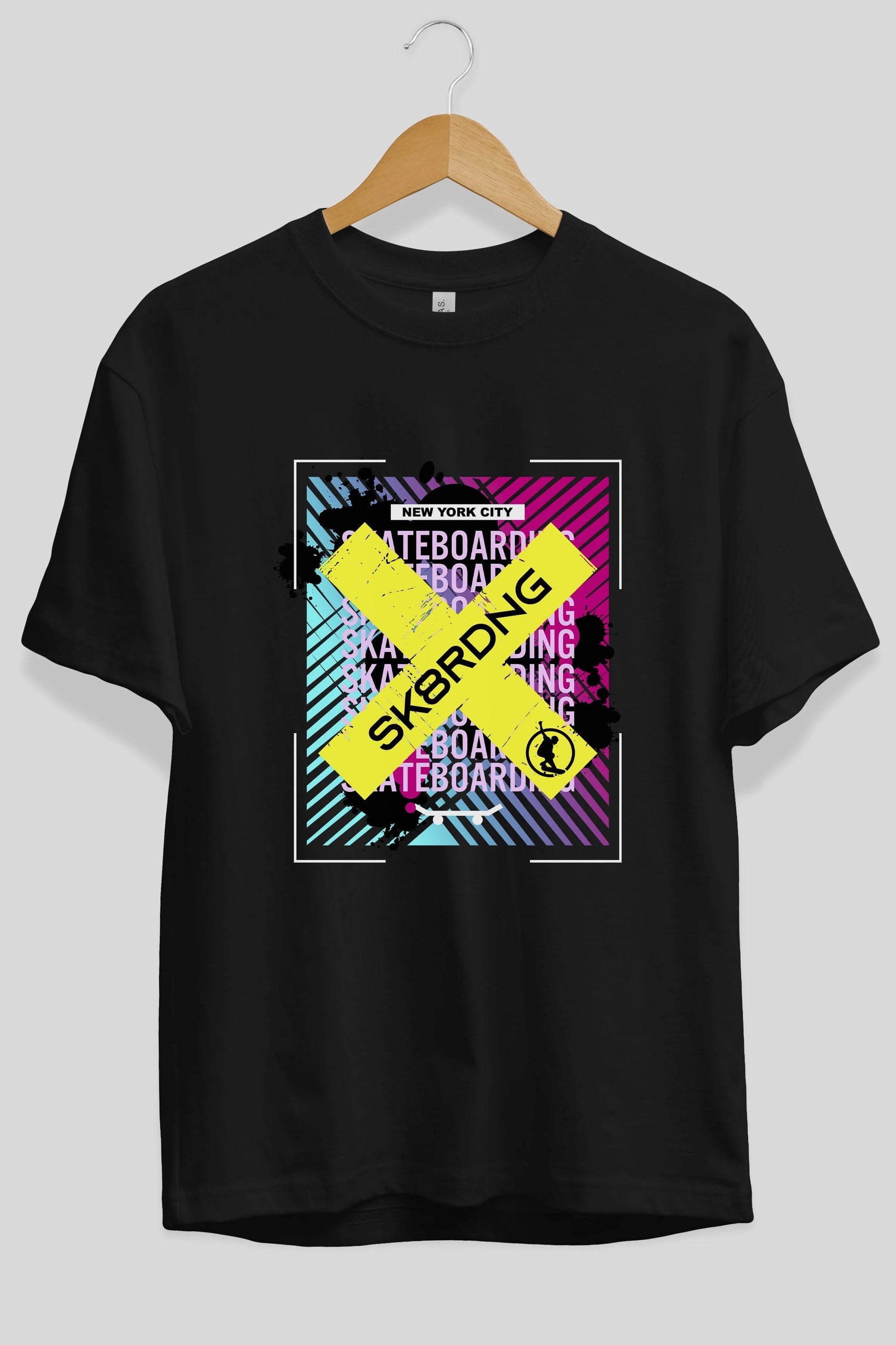 Skatebording Ön Baskılı Oversize t-shirt Erkek Kadın Unisex