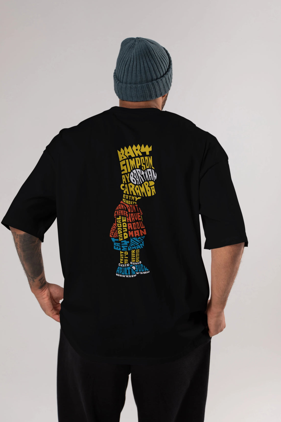 Bart Simpson Arka Baskılı Oversize t-shirt %100 pamuk Erkek Kadın Unisex