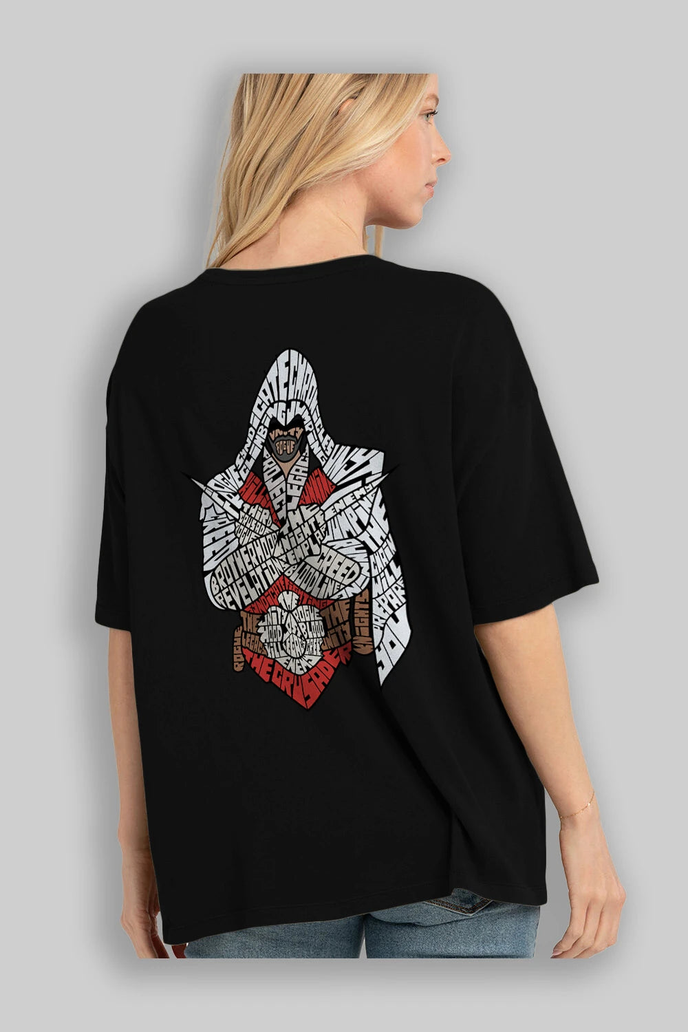 Assassins Arka Baskılı Oversize t-shirt %100 pamuk Erkek Kadın Unisex