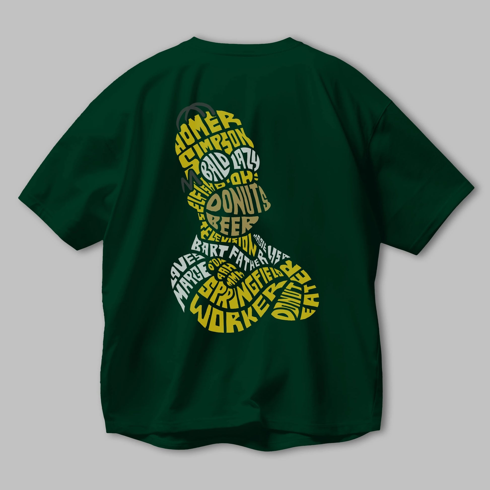 Homer Simpson Arka Baskılı Oversize t-shirt %100 pamuk Erkek Kadın Unisex