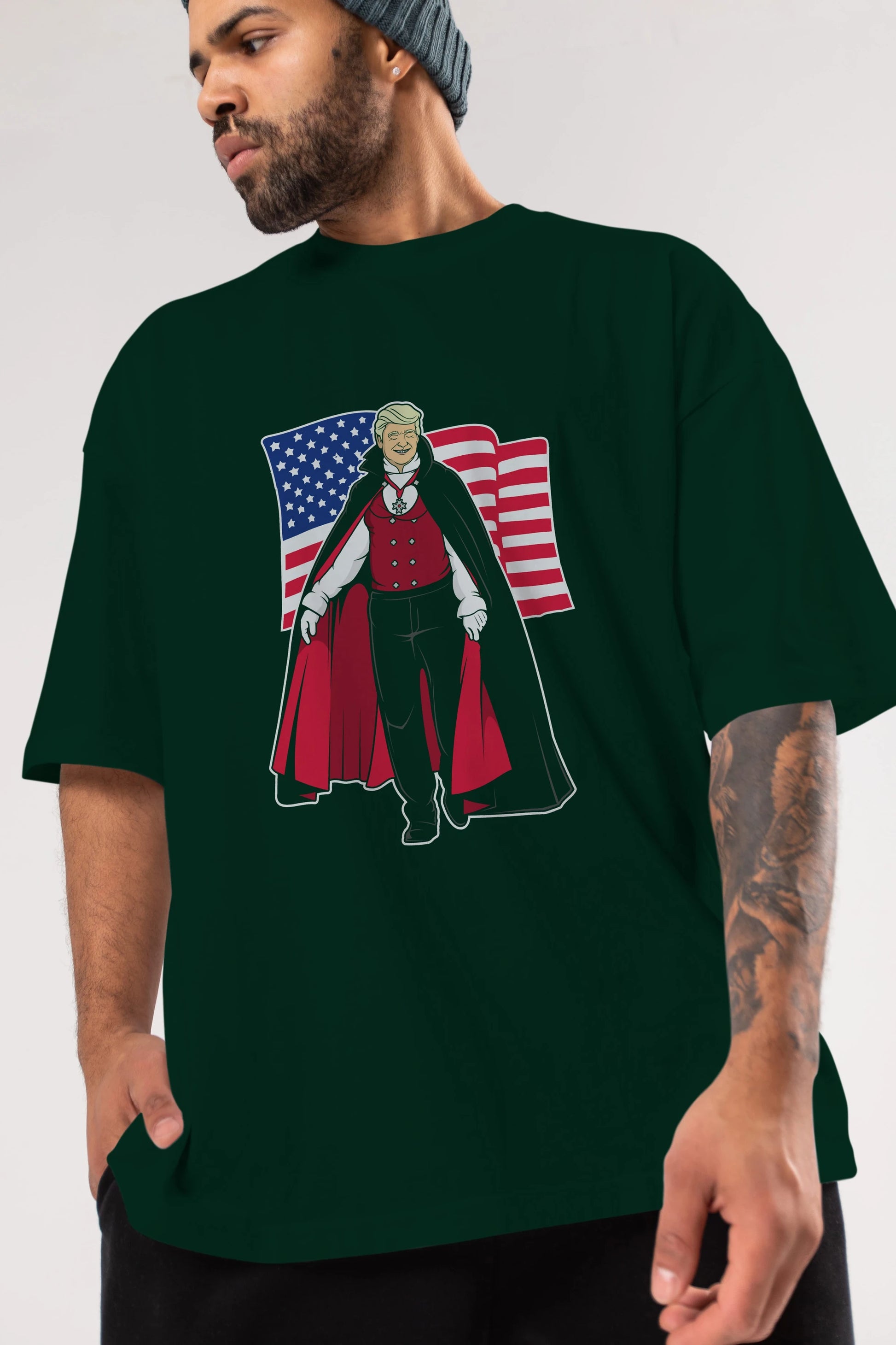 Trump Dracula Ön Baskılı Oversize t-shirt Erkek Kadın Unisex %100 Pamuk tişort
