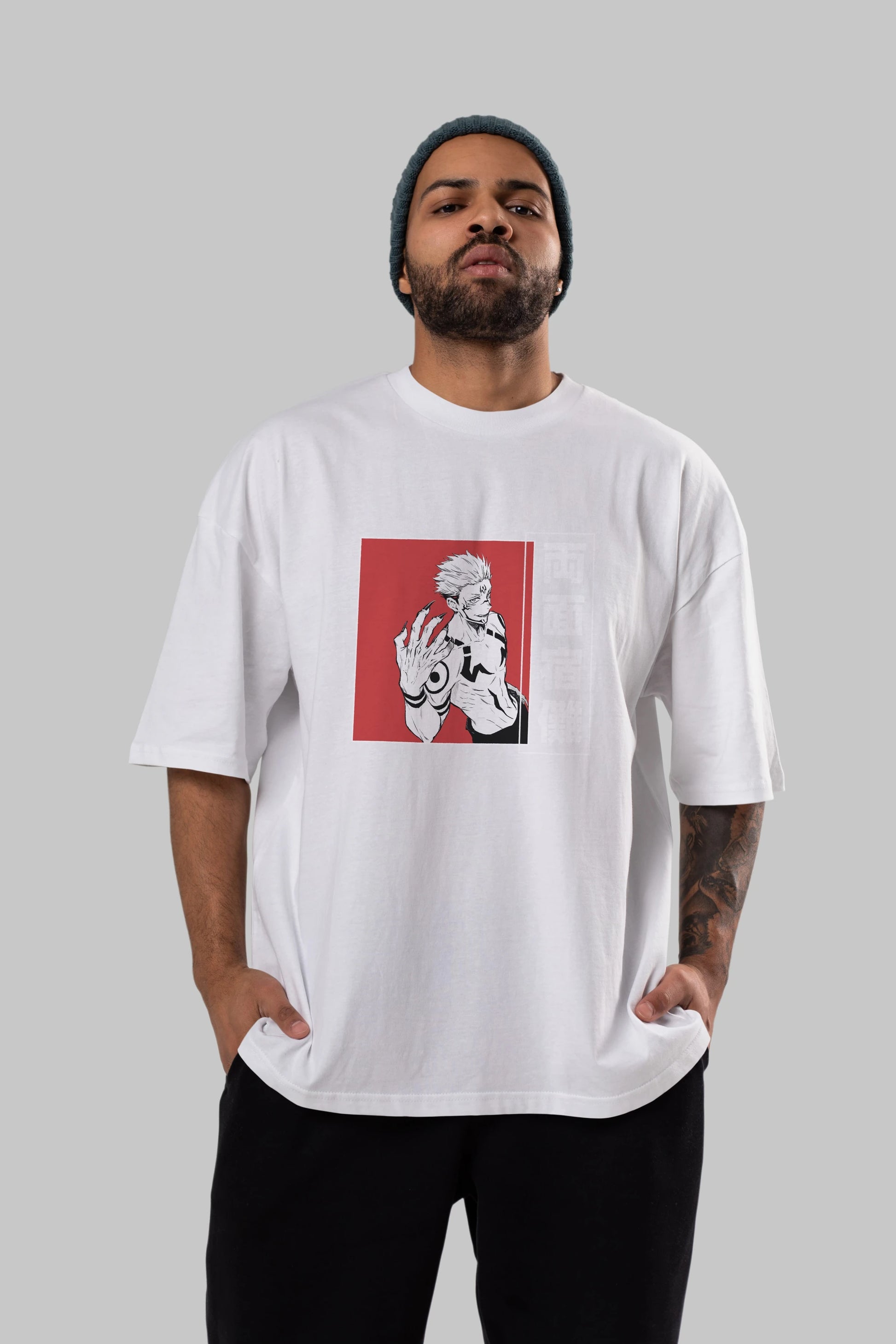 Sukuna Ryoumen 2 Anime Ön Baskılı Oversize t-shirt %100 pamuk Erkek Kadın Unisex