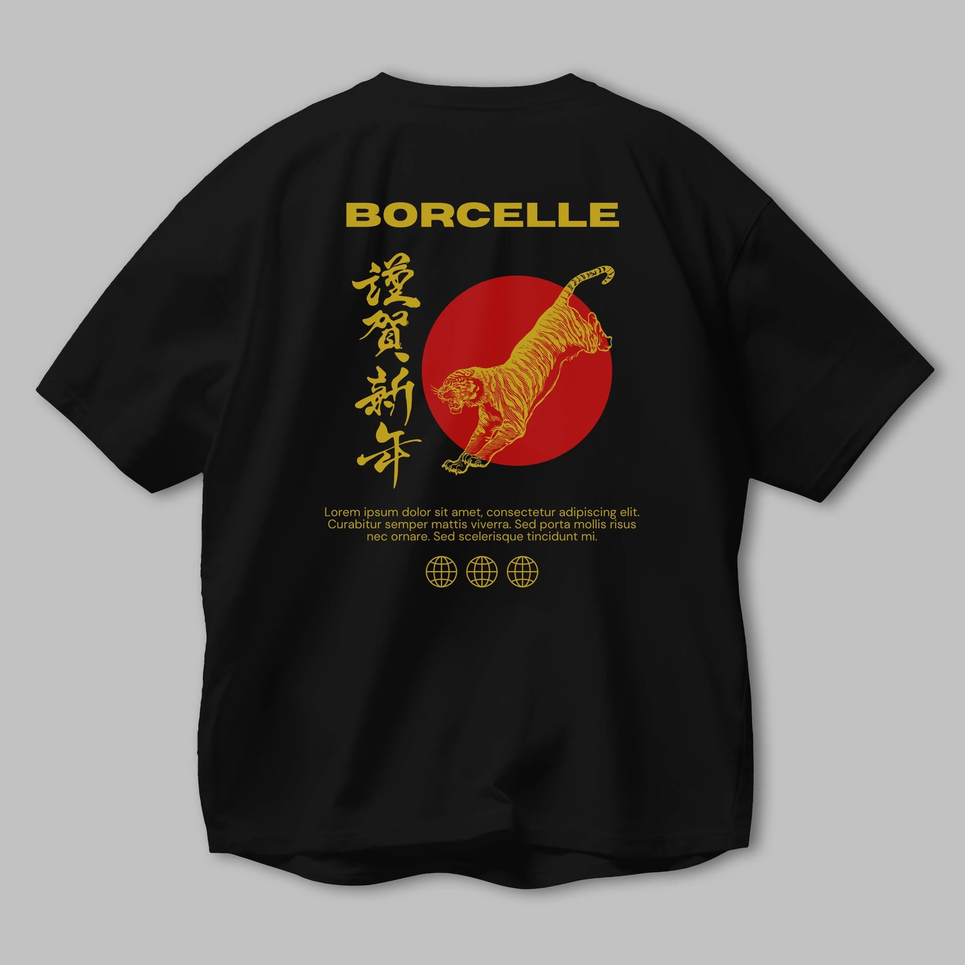 Borcelle Tiger Streetwear Arka Baskılı Oversize t-shirt Erkek Kadın Unisex