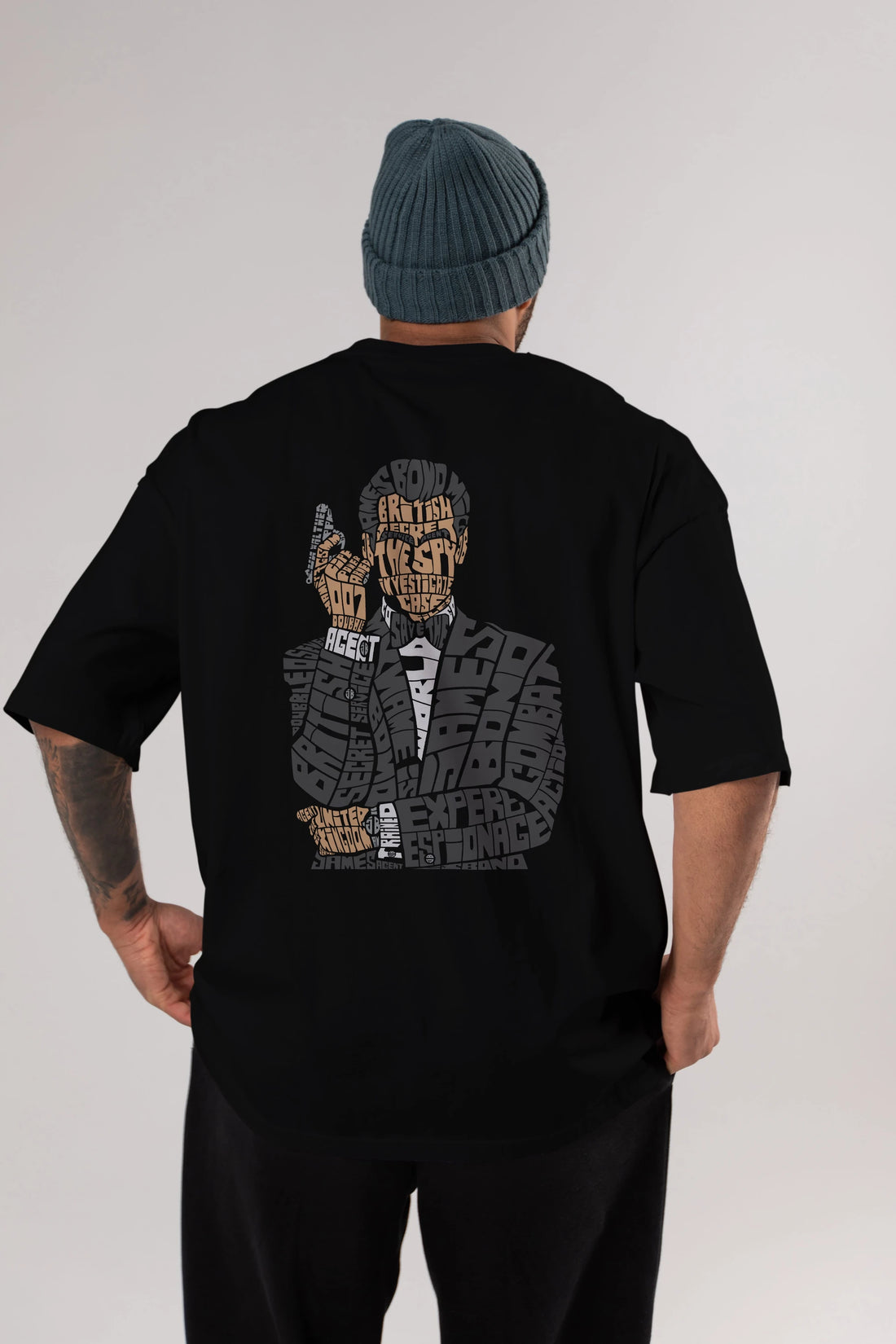 James Bond Arka Baskılı Oversize t-shirt %100 pamuk Erkek Kadın Unisex
