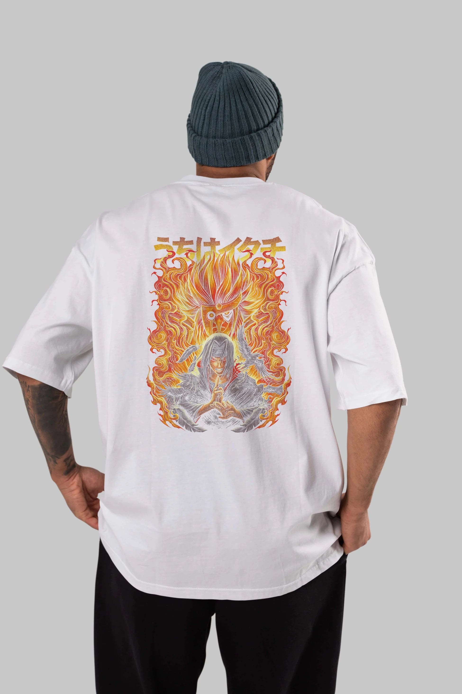 NARUTO ITACHI UCHIHA Anime Arka Baskılı Oversize t-shirt Erkek Kadın Unisex