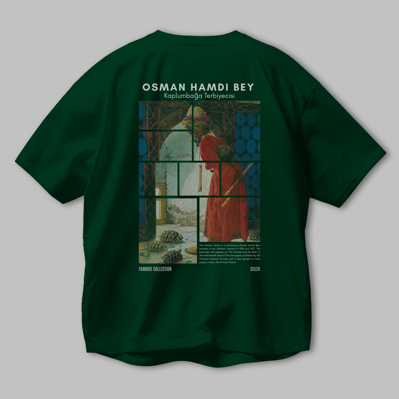 Osman Hamdi Bey Arka Baskılı Oversize t-shirt Erkek Kadın Bisiklet Yaka Pamuk tişort
