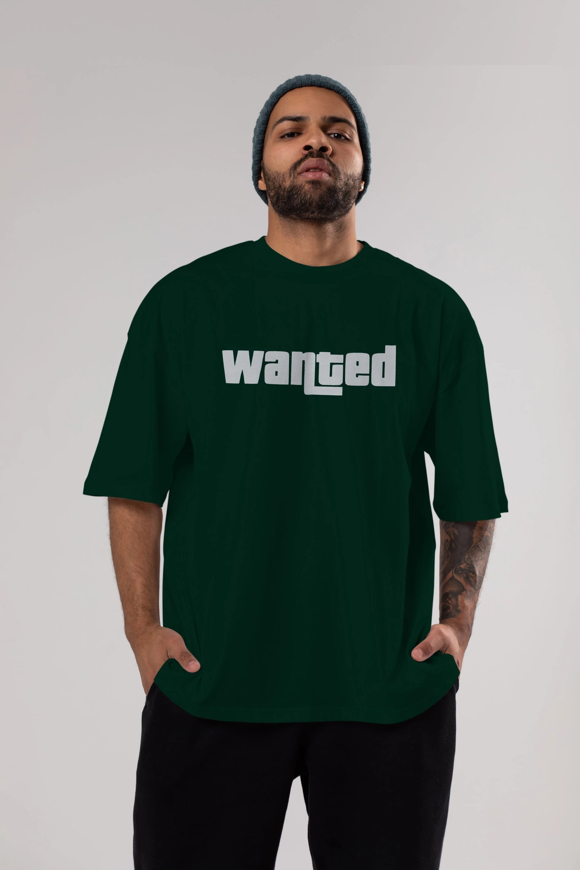 Wanted Ön Baskılı Oversize t-shirt %100 pamuk Erkek Kadın Unisex