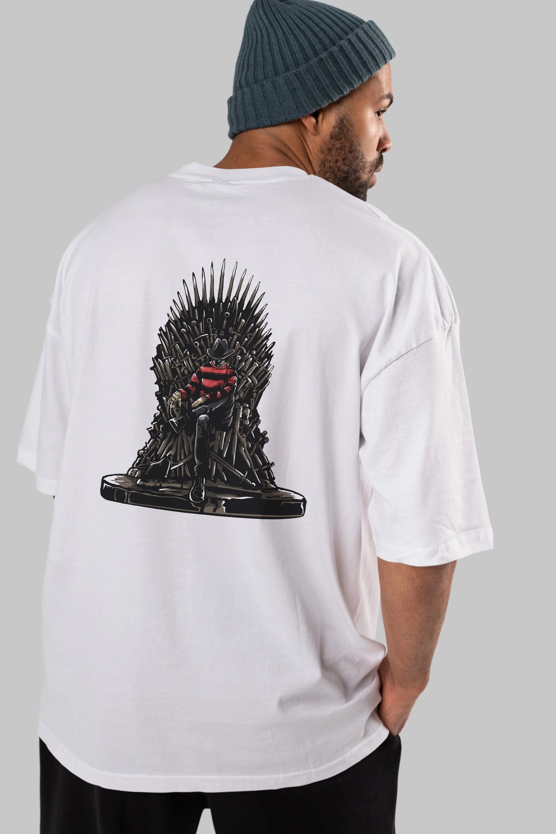 Nightmare Throne Arka Baskılı Oversize t-shirt Erkek Kadın Unisex %100 Pamuk