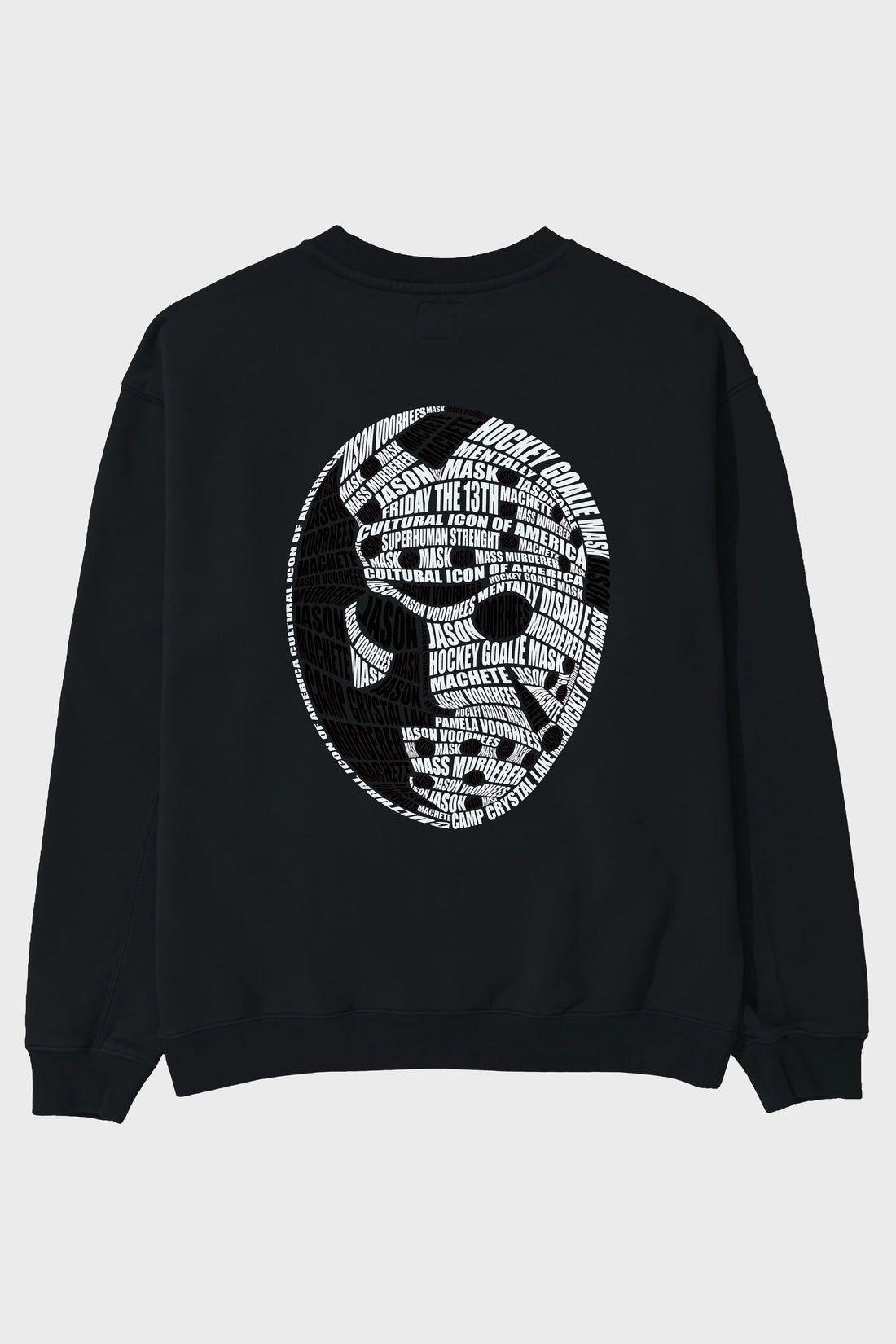 Jason Voorhees Calligram Arka Baskılı Oversize Sweatshirt Erkek Kadın Unisex