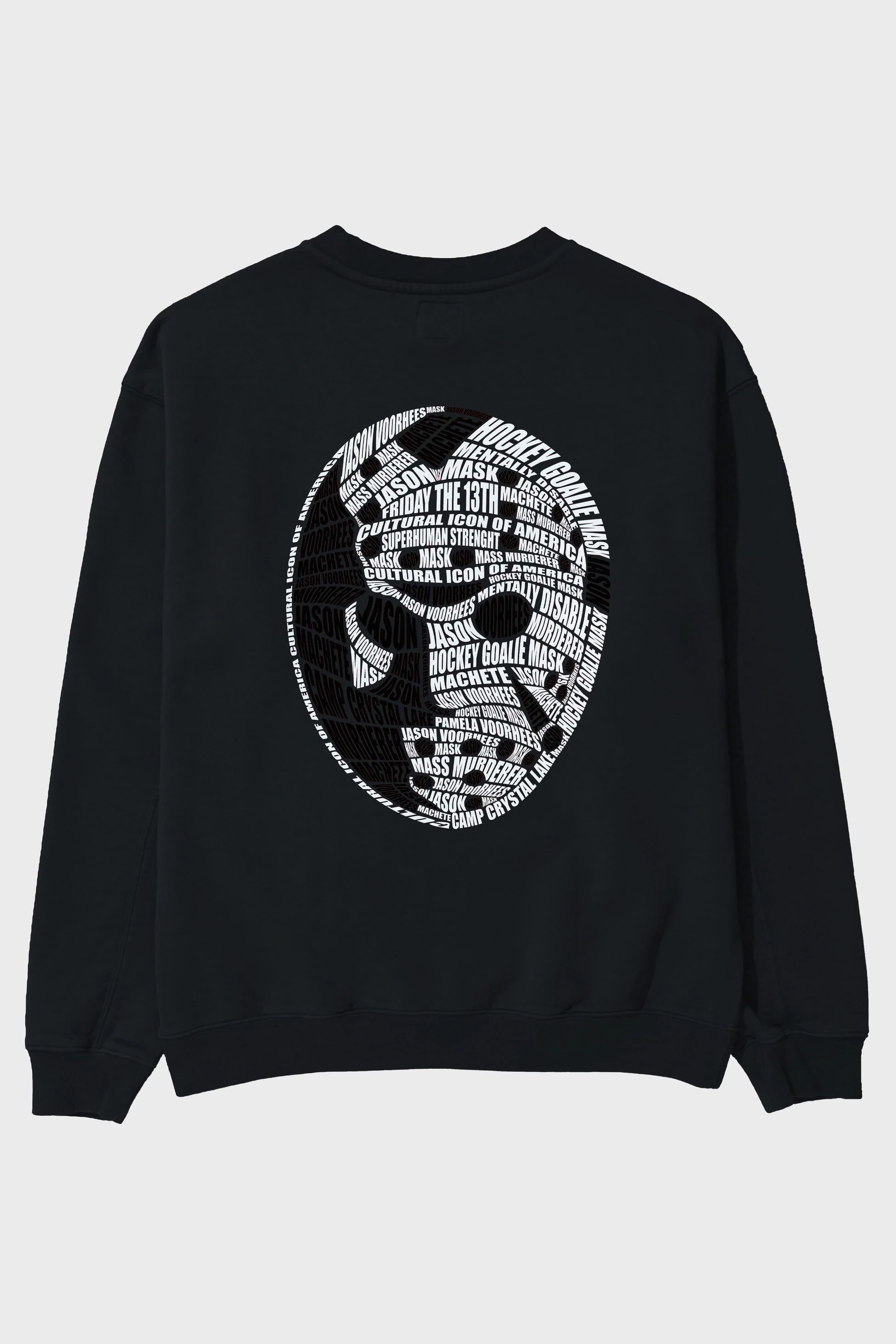 Jason Voorhees Calligram Arka Baskılı Oversize Sweatshirt Erkek Kadın Unisex