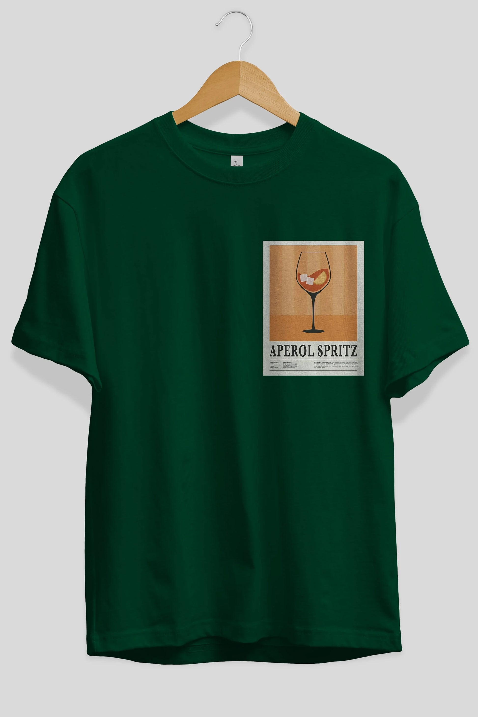 Aperol Spritz 8 Ön Sol Baskılı Oversize t-shirt Erkek Kadın Unisex %100 Pamuk Bisiklet Yaka tişort