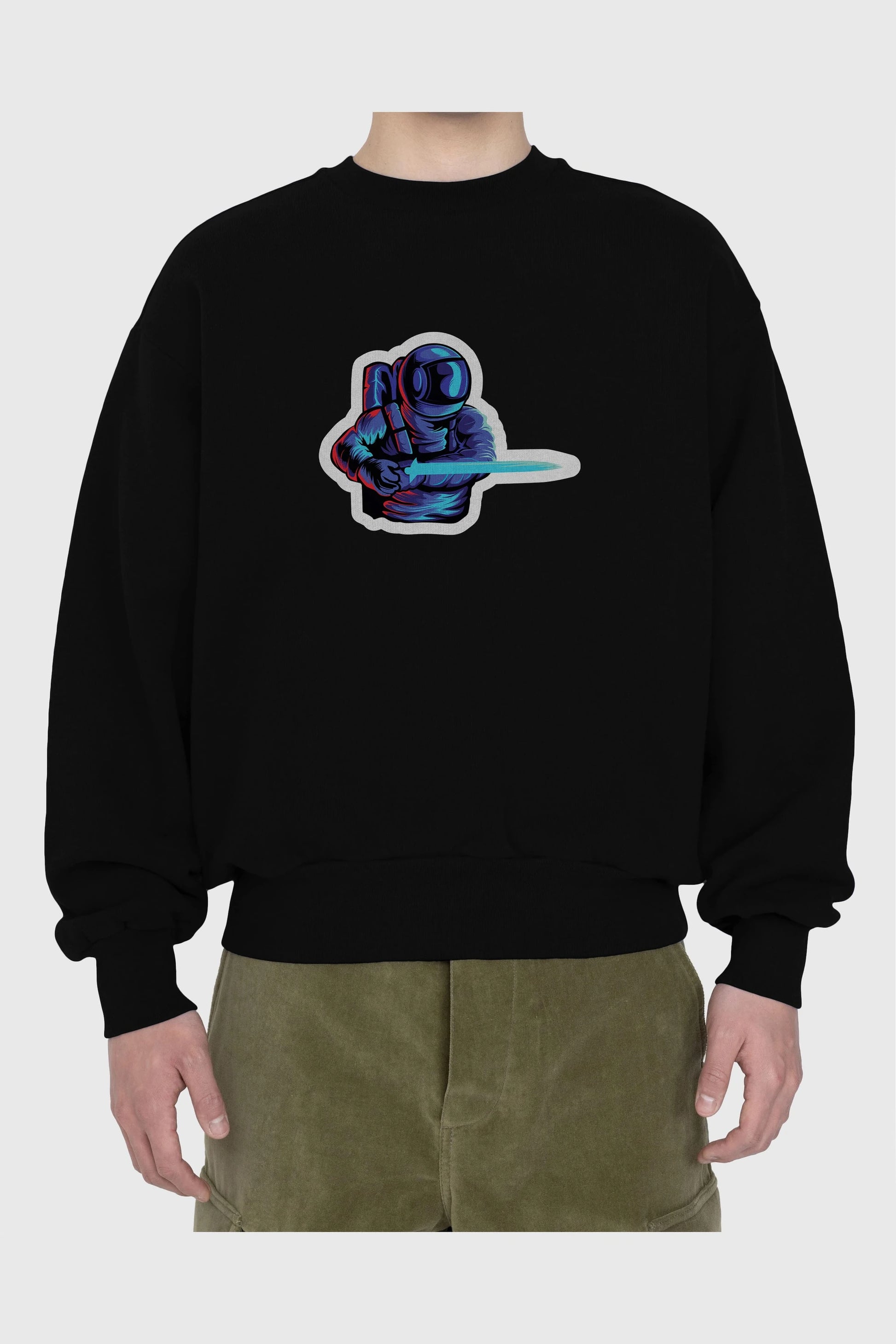Astro Knight Sticker Ön Baskılı Oversize Sweatshirt Erkek Kadın Unisex