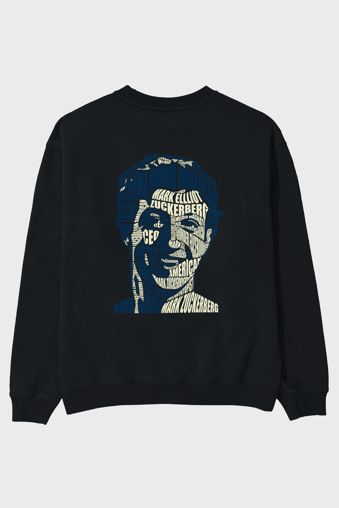 Mark Zuckerberg Calligram Arka Baskılı Oversize Sweatshirt Erkek Kadın Unisex