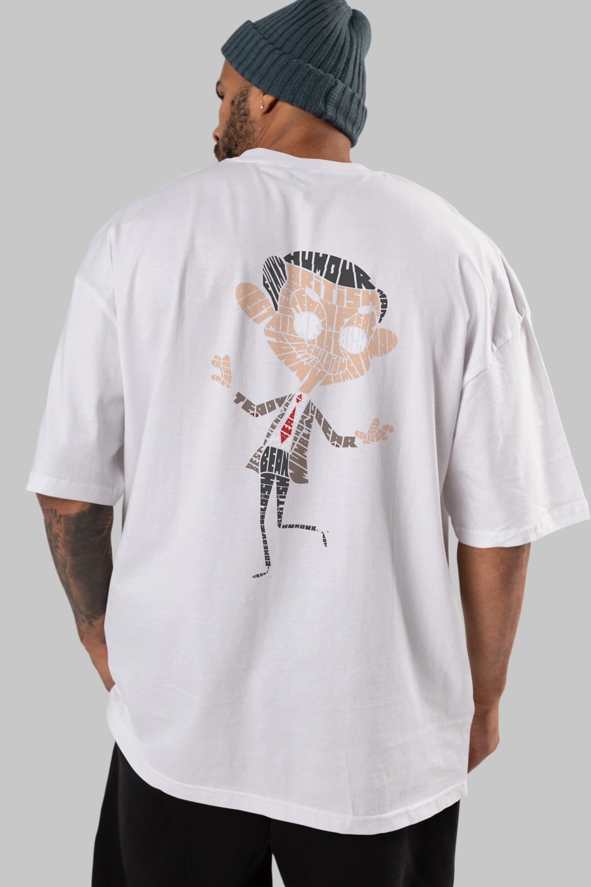Mr Bean Arka Baskılı Oversize t-shirt %100 pamuk Erkek Kadın Unisex