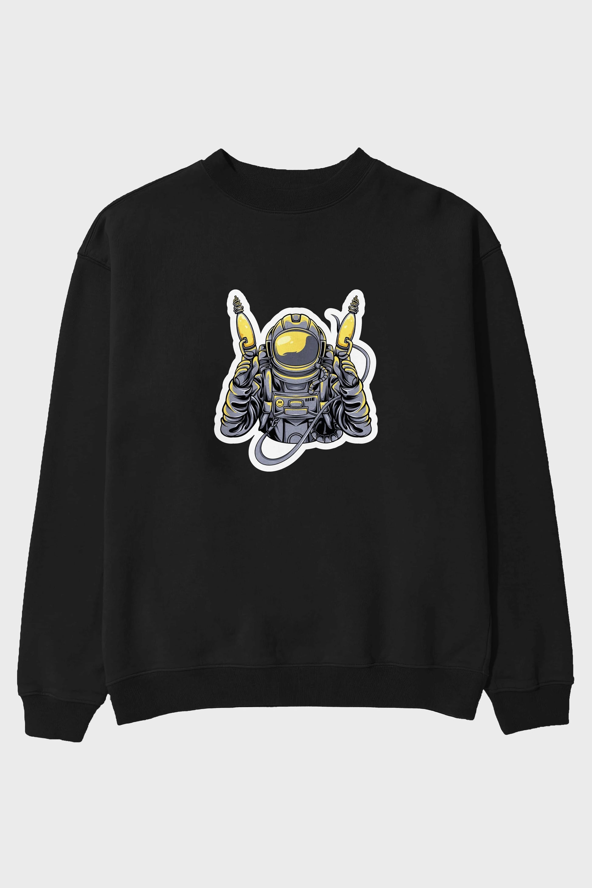 Alien Hunter Sticker Ön Baskılı Oversize Sweatshirt Erkek Kadın Unisex
