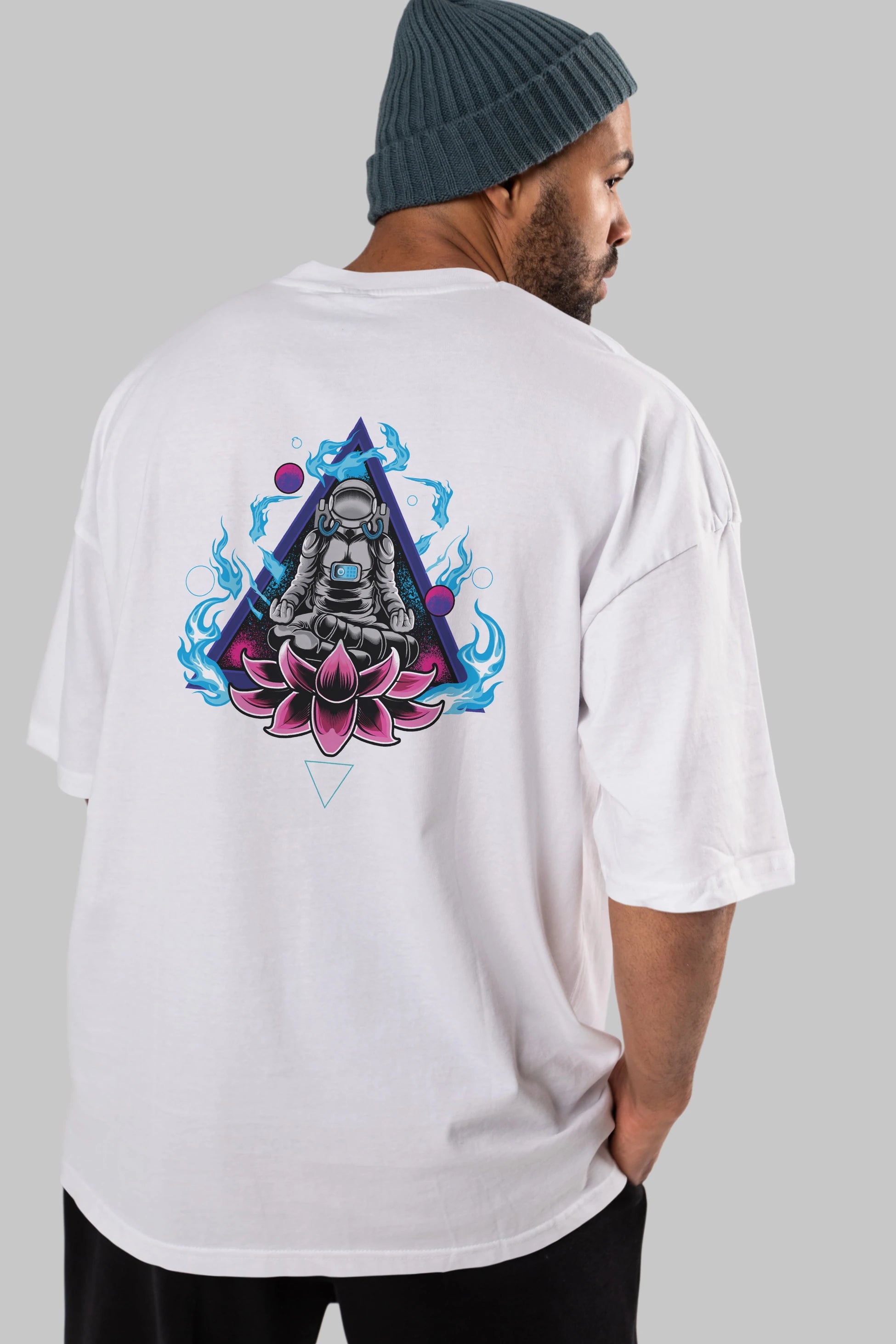 Astronaut Meditation (2) Arka Baskılı Oversize t-shirt Erkek Kadın Unisex