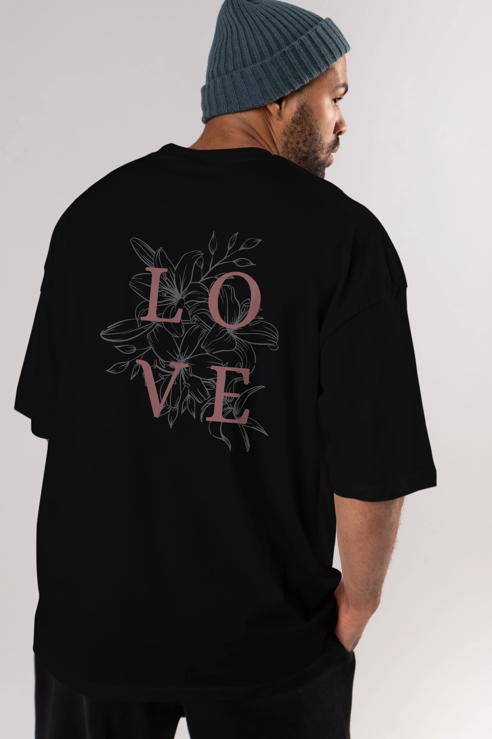 Love Yazılı Arka Baskılı Oversize t-shirt Erkek Kadın Unisex