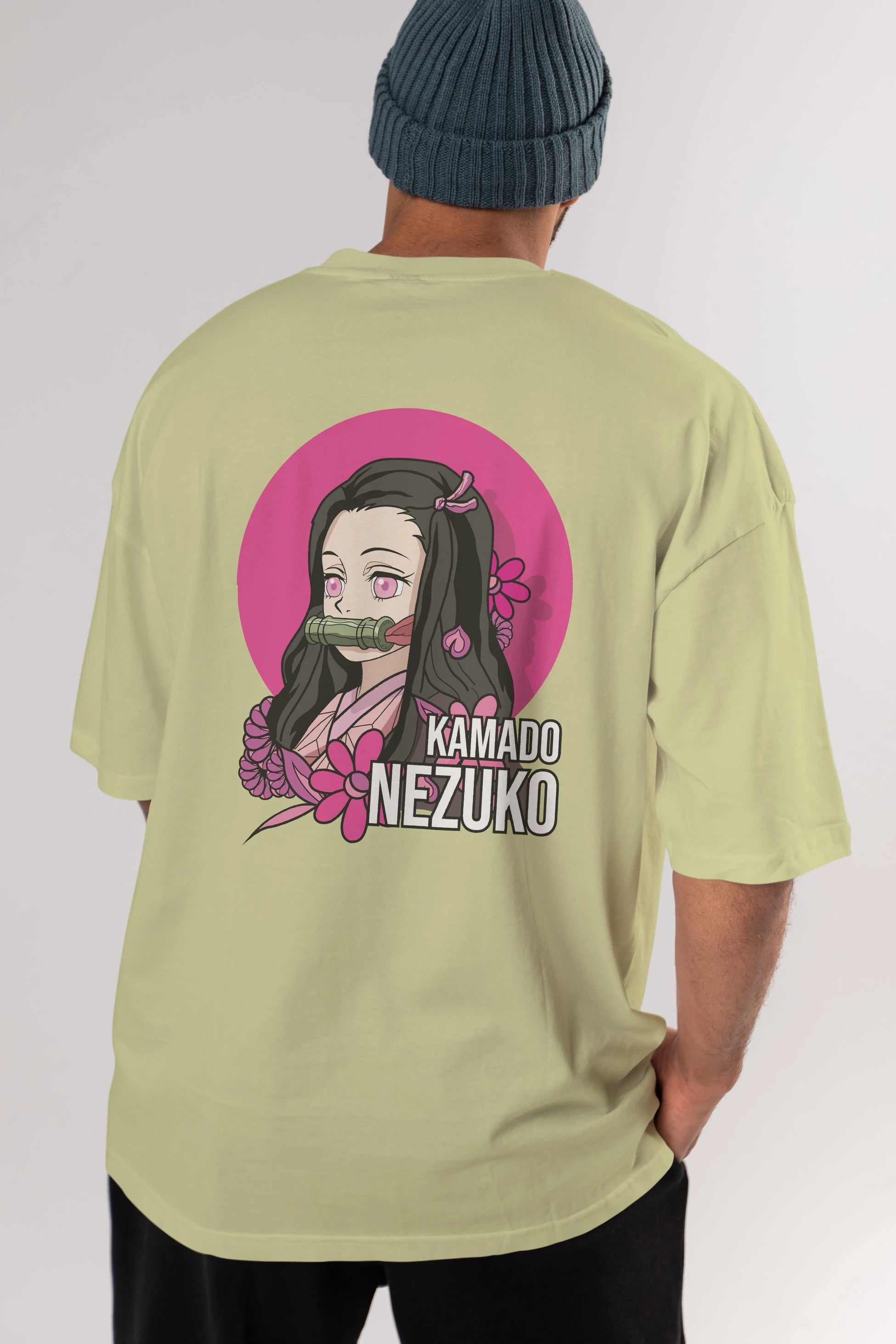 Nezuko Kamado 2 Anime Arka Baskılı Oversize t-shirt Erkek Kadın Unisex