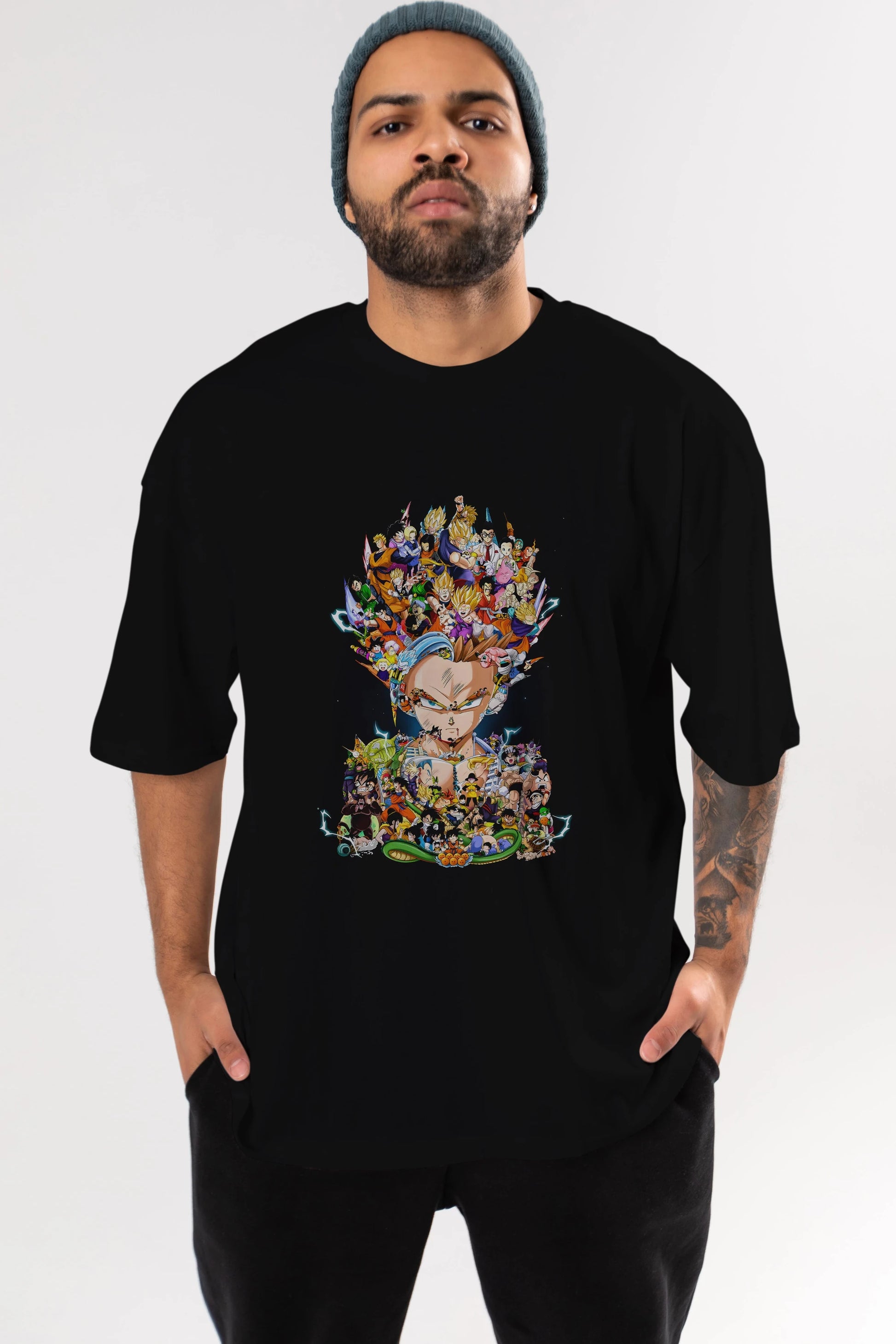 DRAGON BALL ART (2) Anime Ön Baskılı Oversize t-shirt %100 pamuk Erkek Kadın Unisex