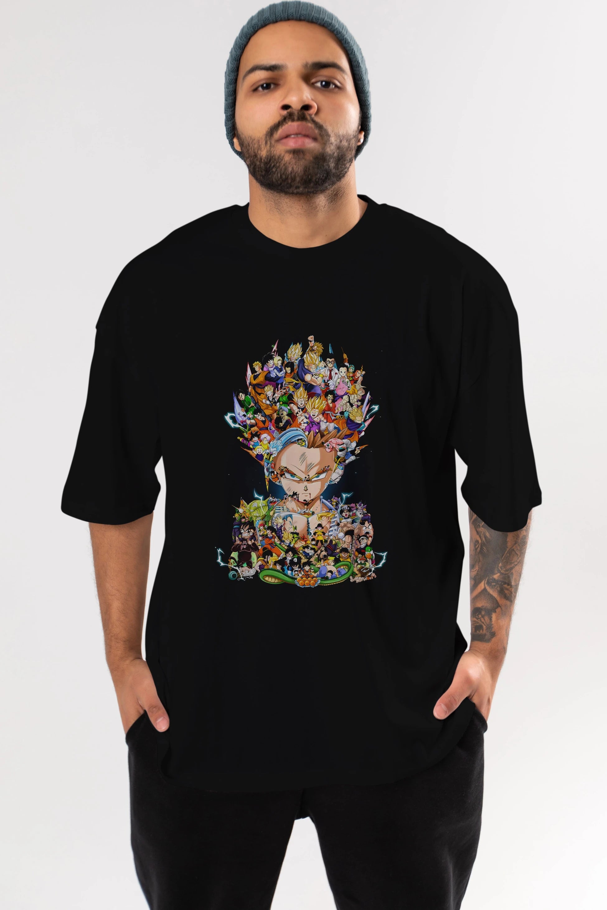 DRAGON BALL ART (2) Anime Ön Baskılı Oversize t-shirt %100 pamuk Erkek Kadın Unisex