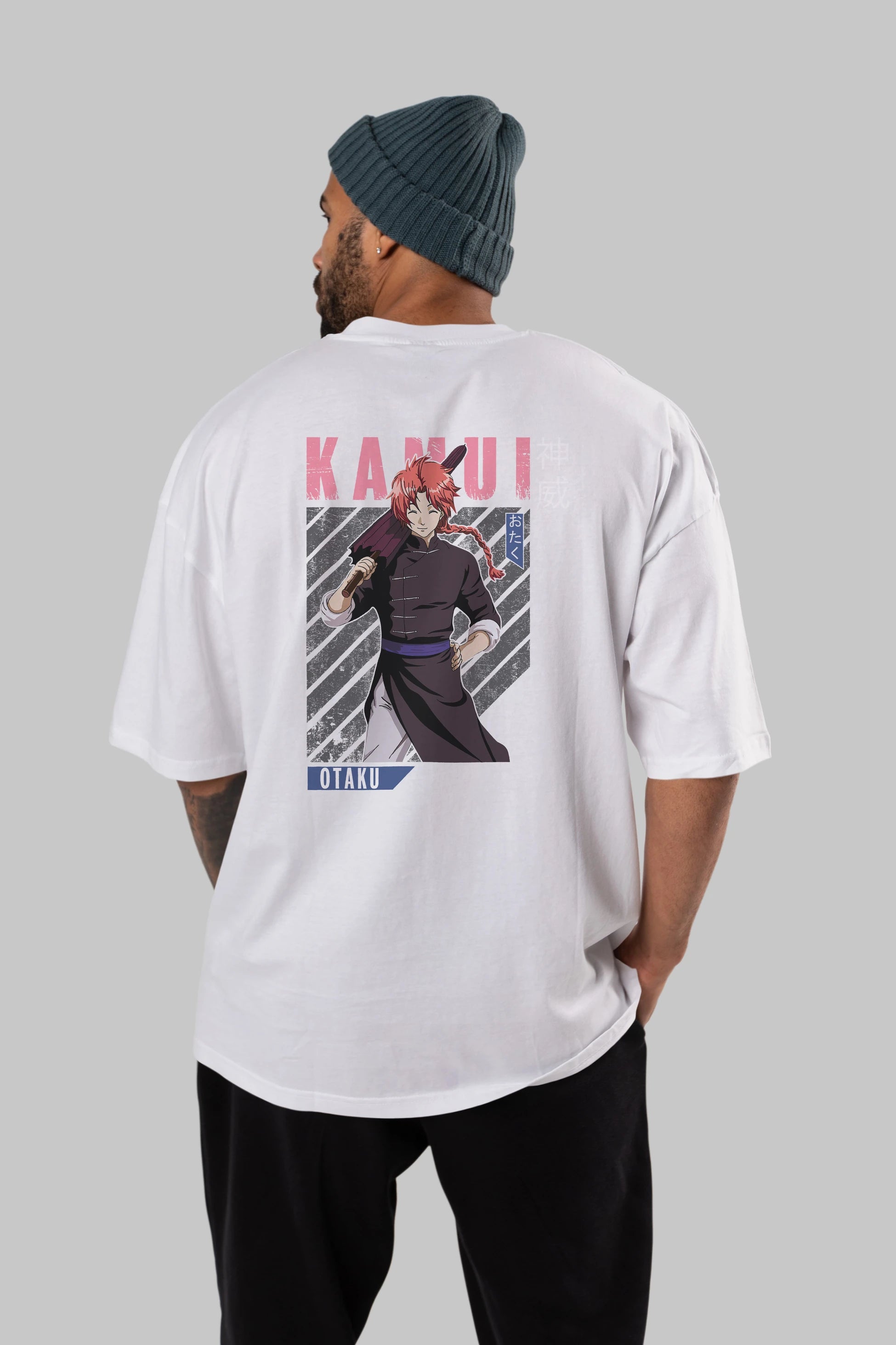 Kamui GINTAMA 1 Anime Arka Baskılı Oversize t-shirt Erkek Kadın Unisex