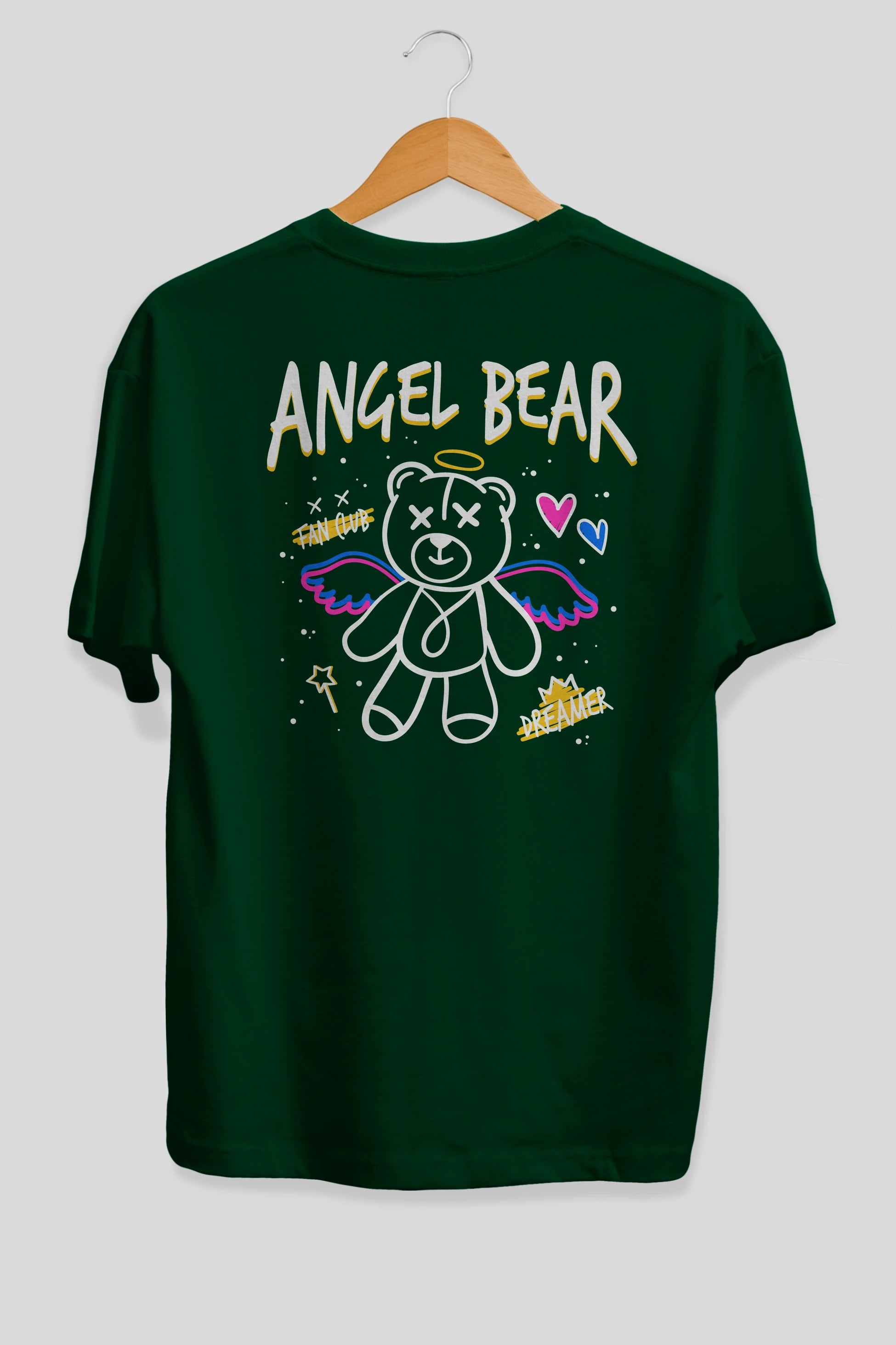 Angel Bear Arka Baskılı Oversize t-shirt Erkek Kadın Unisex