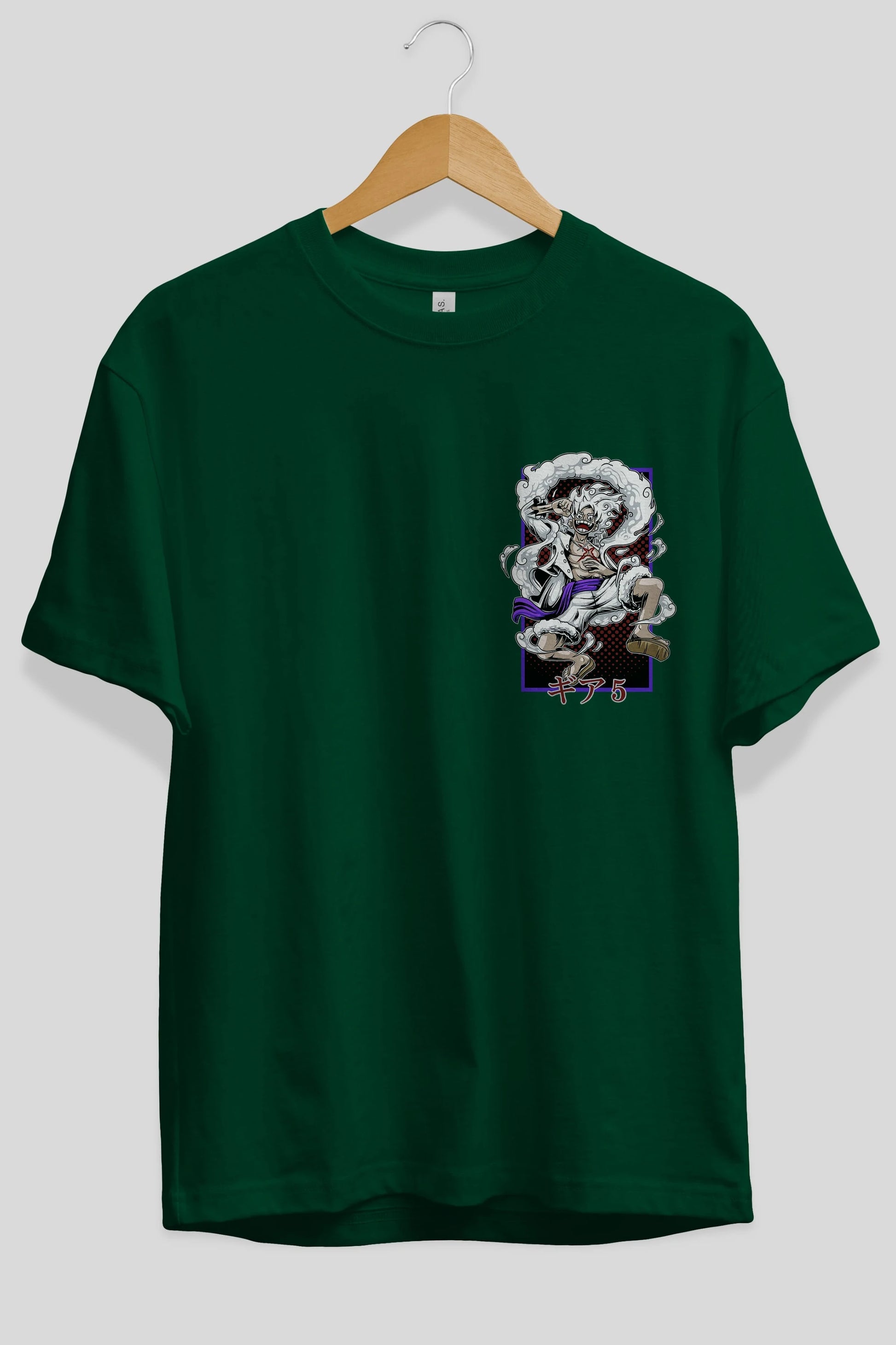 MONKEY D. LUFFY GEAR5 Ön Sol Baskılı Oversize t-shirt Erkek Kadın Unisex %100 Pamuk Bisiklet Yaka tişort