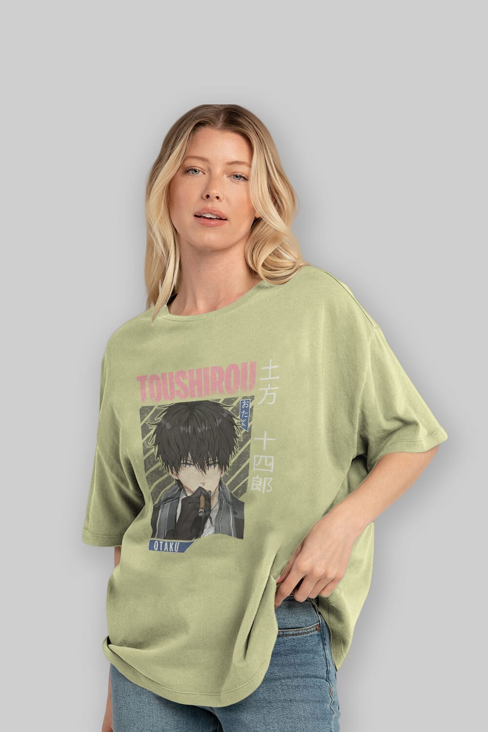 Toushirou Hijikata 2 Anime Ön Baskılı Oversize t-shirt %100 pamuk Erkek Kadın Unisex
