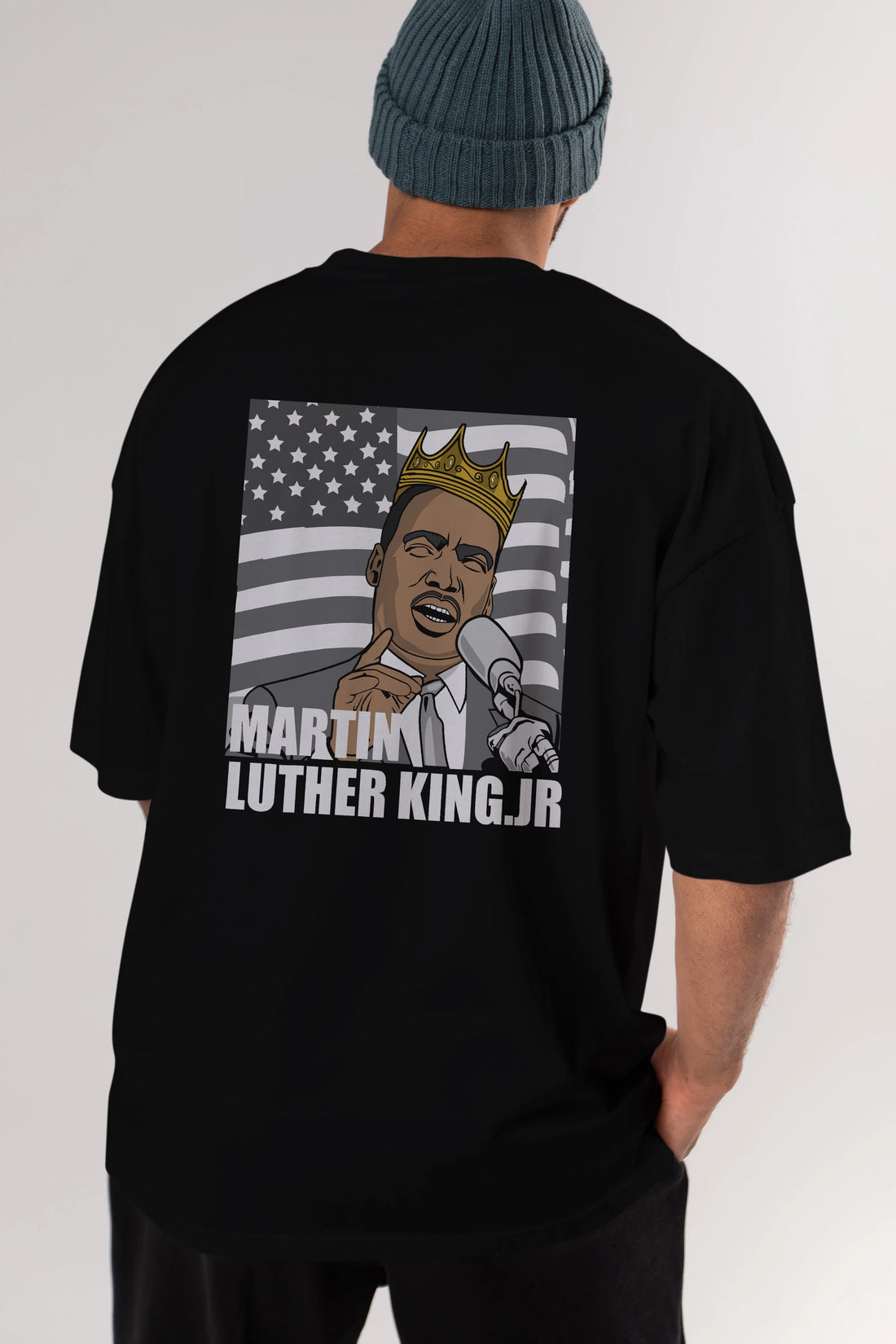 Luther King Arka Baskılı Oversize t-shirt Erkek Kadın Unisex %100 Pamuk tişort