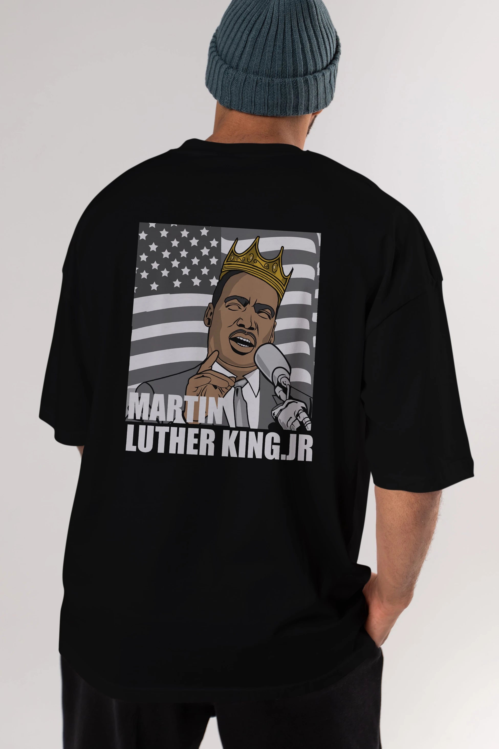 Luther King Arka Baskılı Oversize t-shirt Erkek Kadın Unisex %100 Pamuk tişort