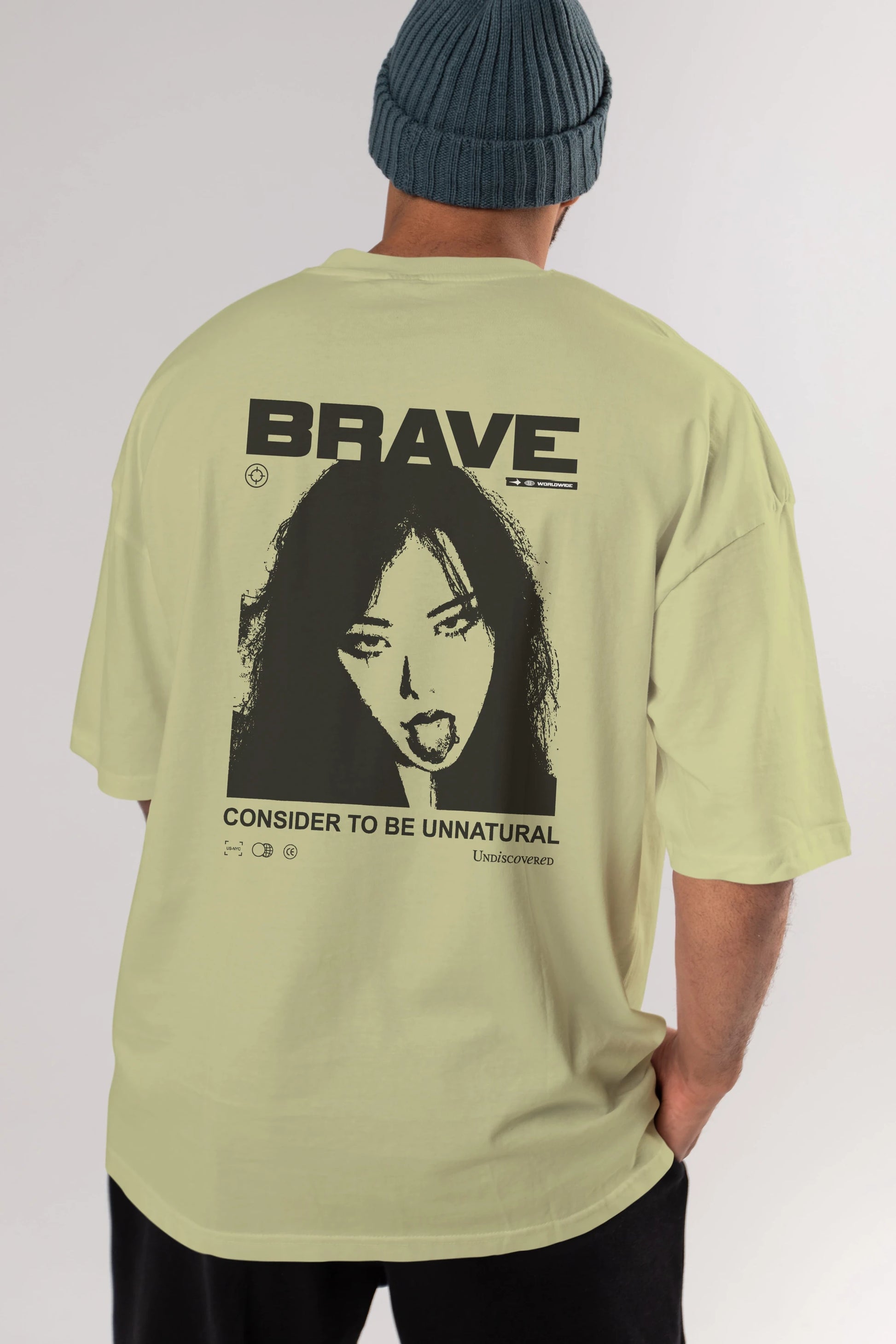 Brave Arka Baskılı Oversize t-shirt Erkek Kadın Unisex