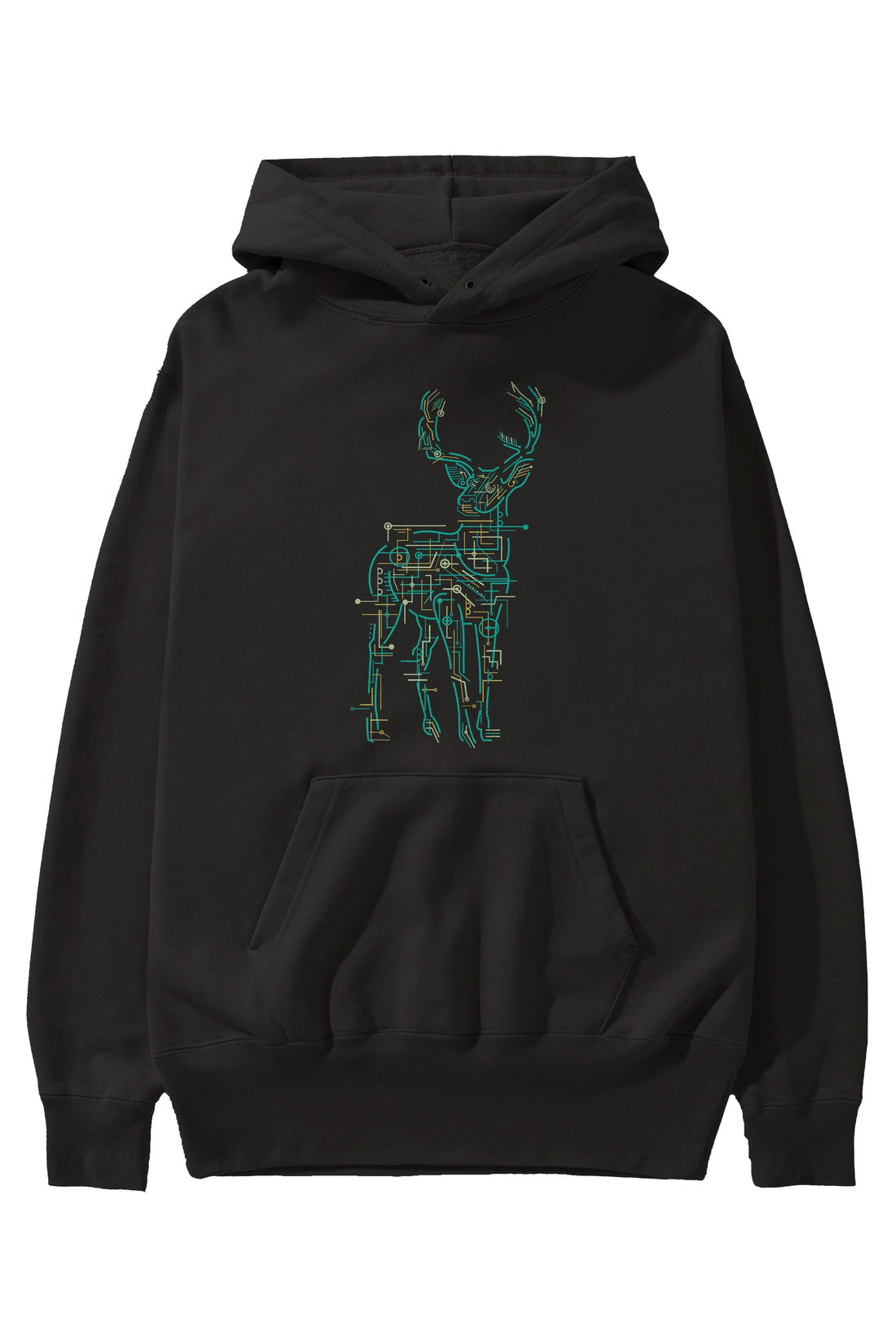 Electric Deer Ön Baskılı Hoodie Oversize Kapüşonlu Sweatshirt Erkek Kadın Unisex