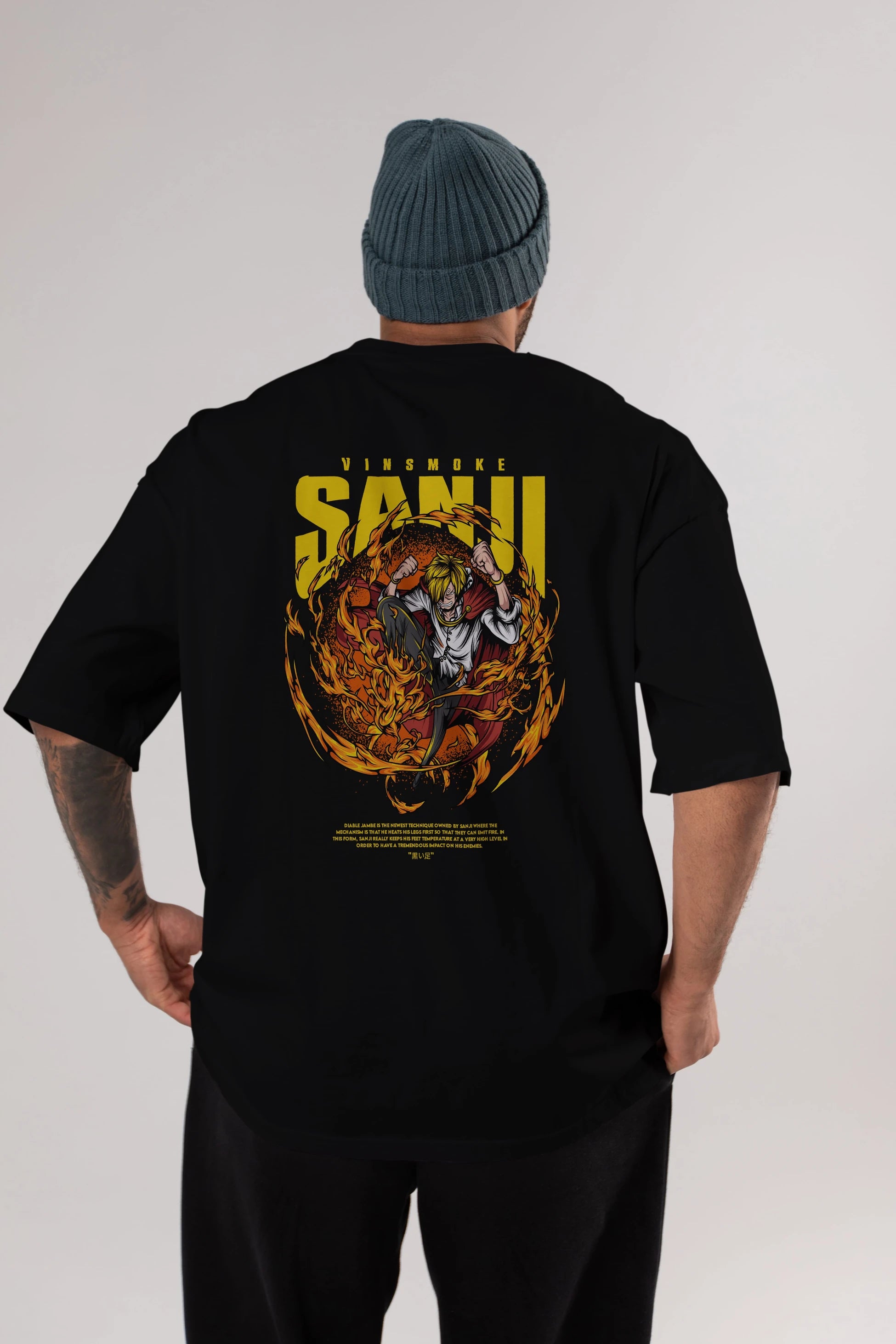Vinsmoke Sanji Anime Arka Baskılı Oversize t-shirt Erkek Kadın Unisex