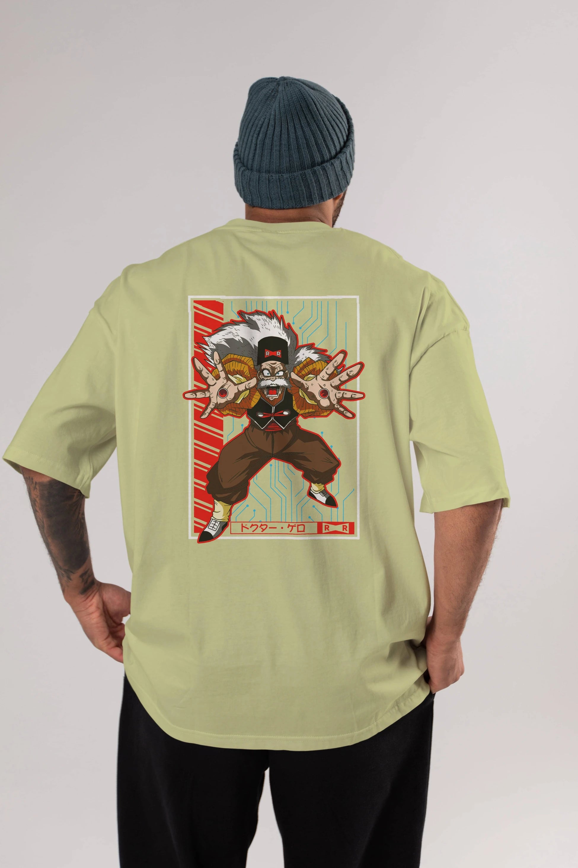 DragonBall DrMakigero Anime Arka Baskılı Oversize t-shirt Erkek Kadın Unisex