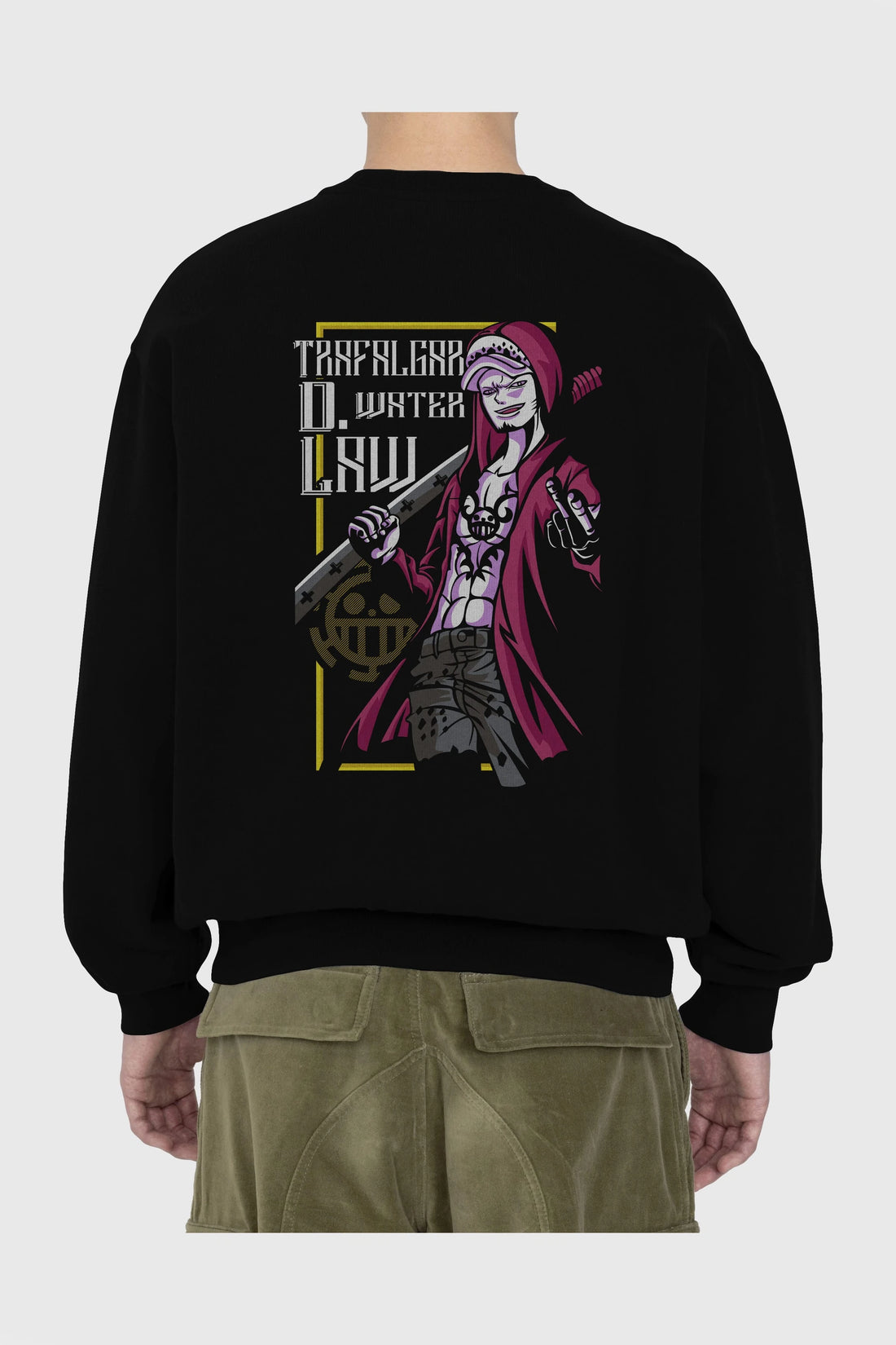 Trafalgar D. Water Law Arka Baskılı Anime Oversize Sweatshirt Erkek Kadın Unisex