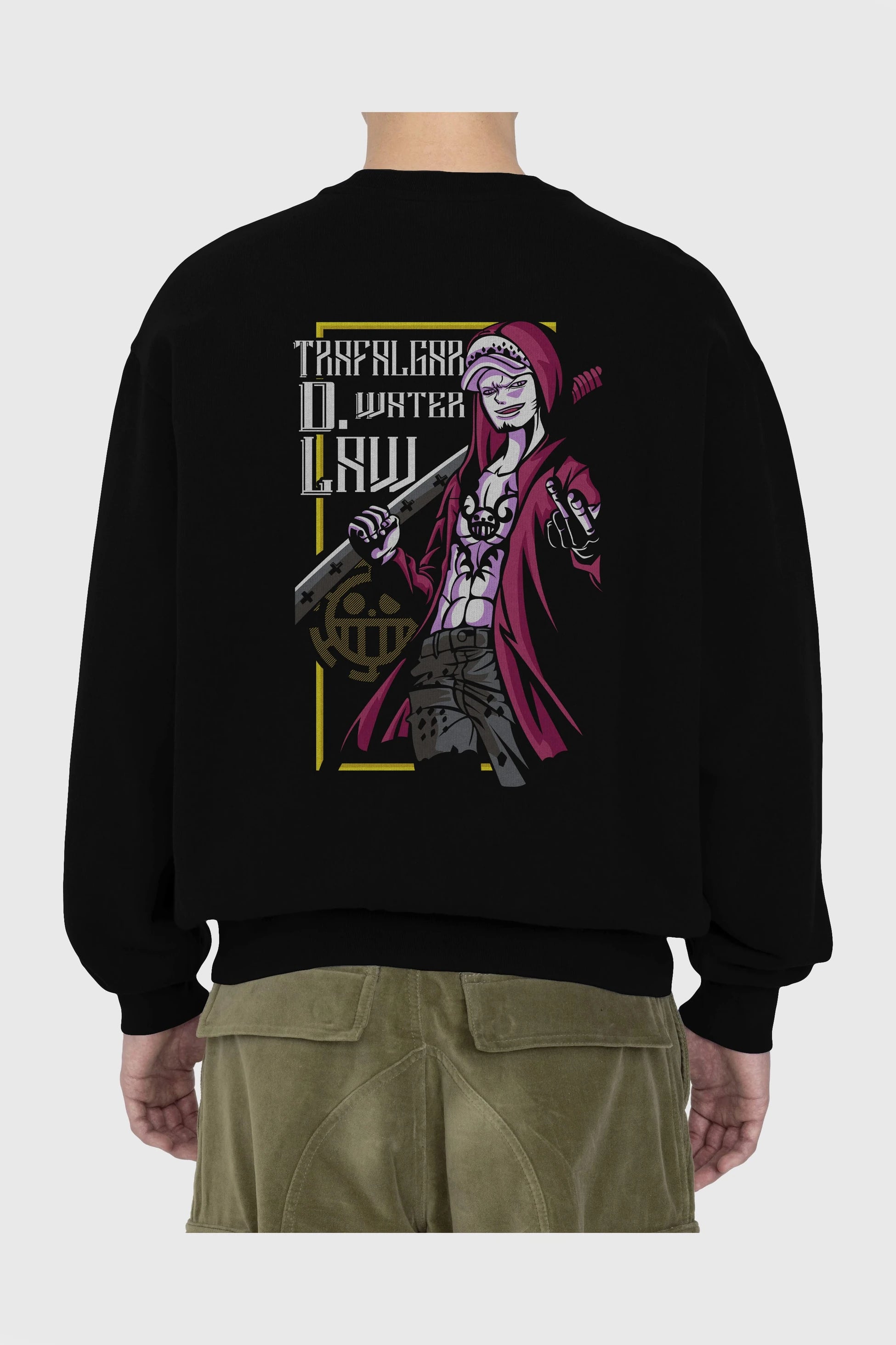 Trafalgar D. Water Law Arka Baskılı Anime Oversize Sweatshirt Erkek Kadın Unisex